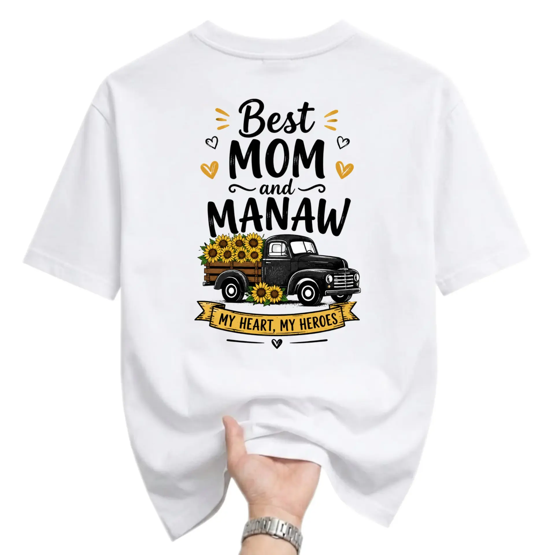 T-shirt Best Mom and Manaw Graphic Tee Unisex Casual Crew Neck Soft Cotton