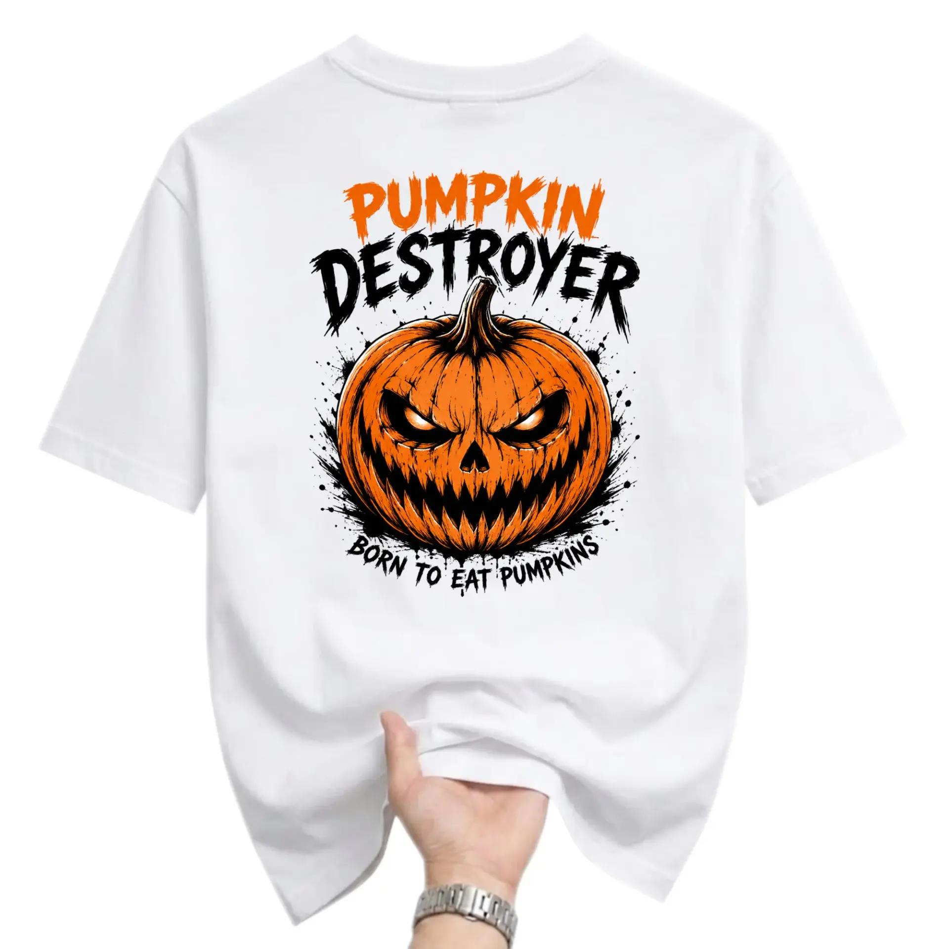 Funny Shirt Pumpkin Destroyer Graphic Tee for Seasonal Casual Wear Cotton Blend Crew Neck Short Sleeve Top Apparel