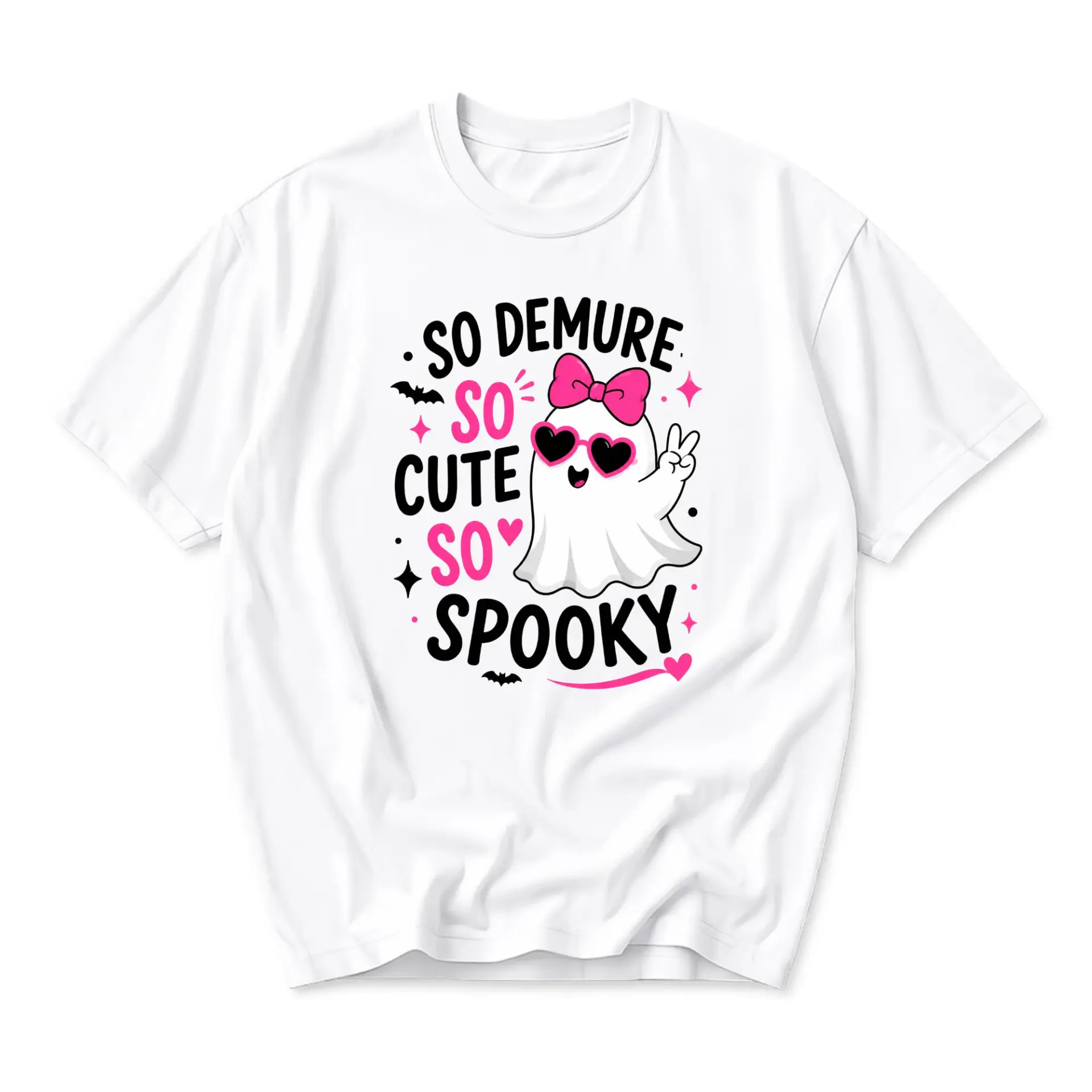 Funny Shirt so Demure so Cute so Spooky Ghost Graphic Tee for Women and Men Trendy Casual Holiday Seasonal Apparel