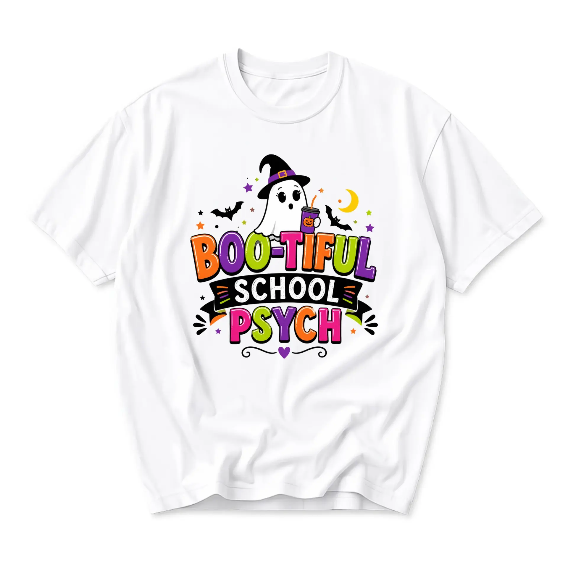 Graphic Tee Boo-Tiful School Psych Shirt Halloween Psychology Professional Apparel Unisex Casual Crew Neck T-Shirt