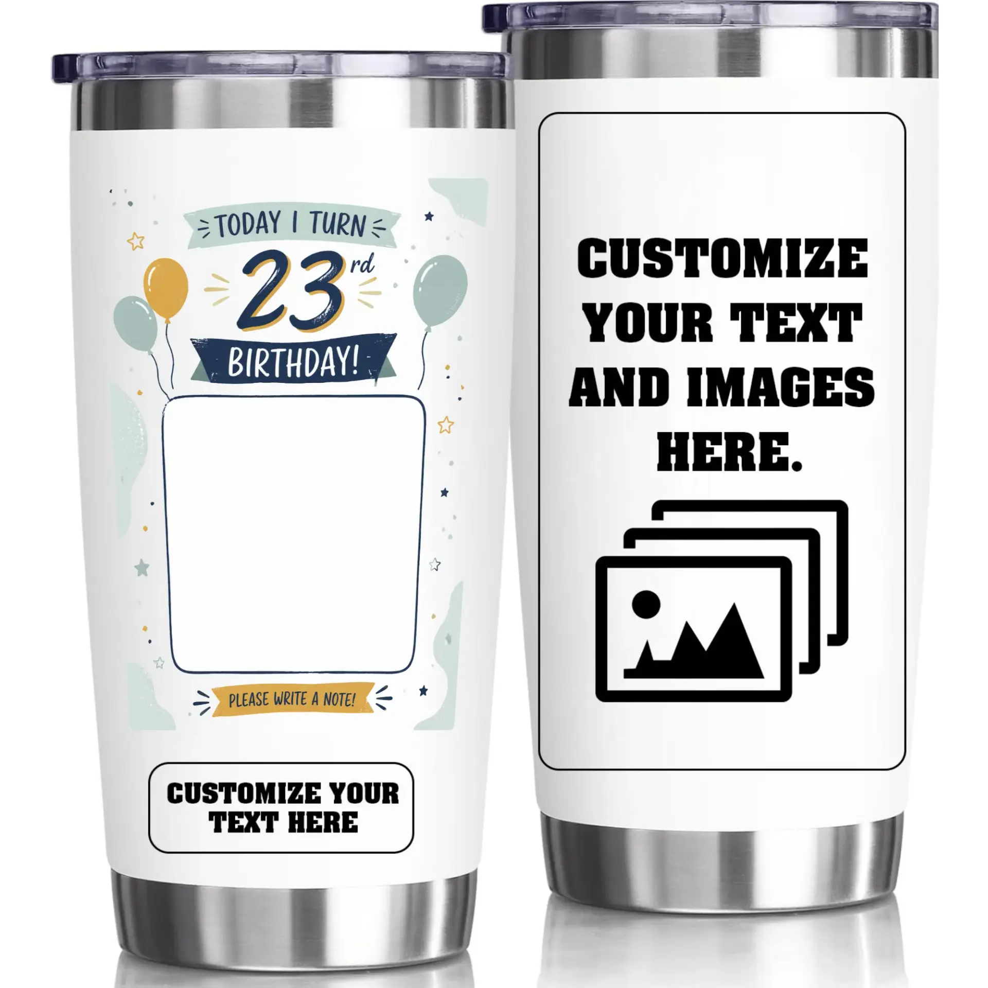 Stainless Steel Tumbler 20oz Custom Birthday Gift Travel Mug Double Wall Insulated Cup for Coffee and Iced Beverages
