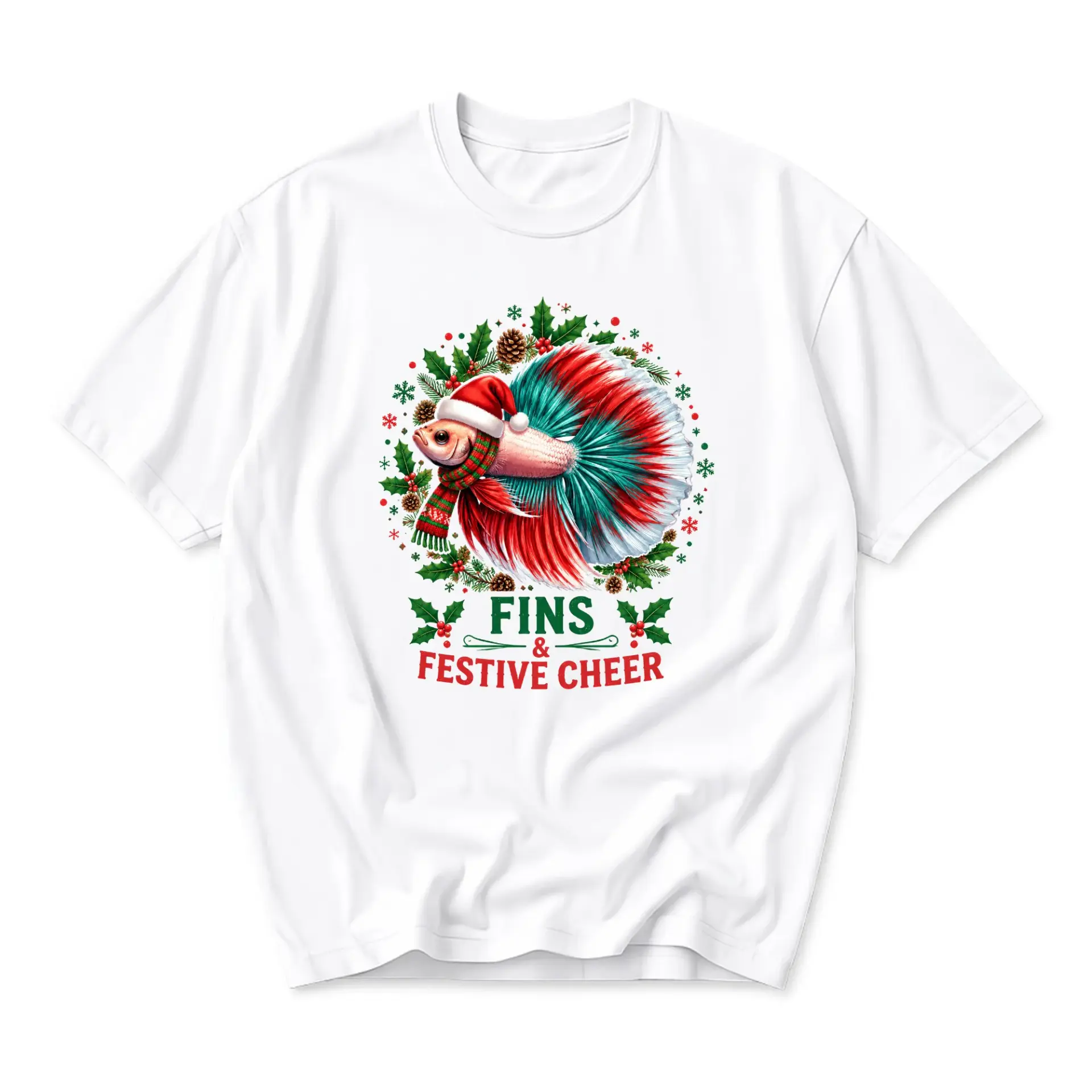 Graphic Tee Unisex Short Sleeve Crew Neck T-Shirt Featuring Festive Fish