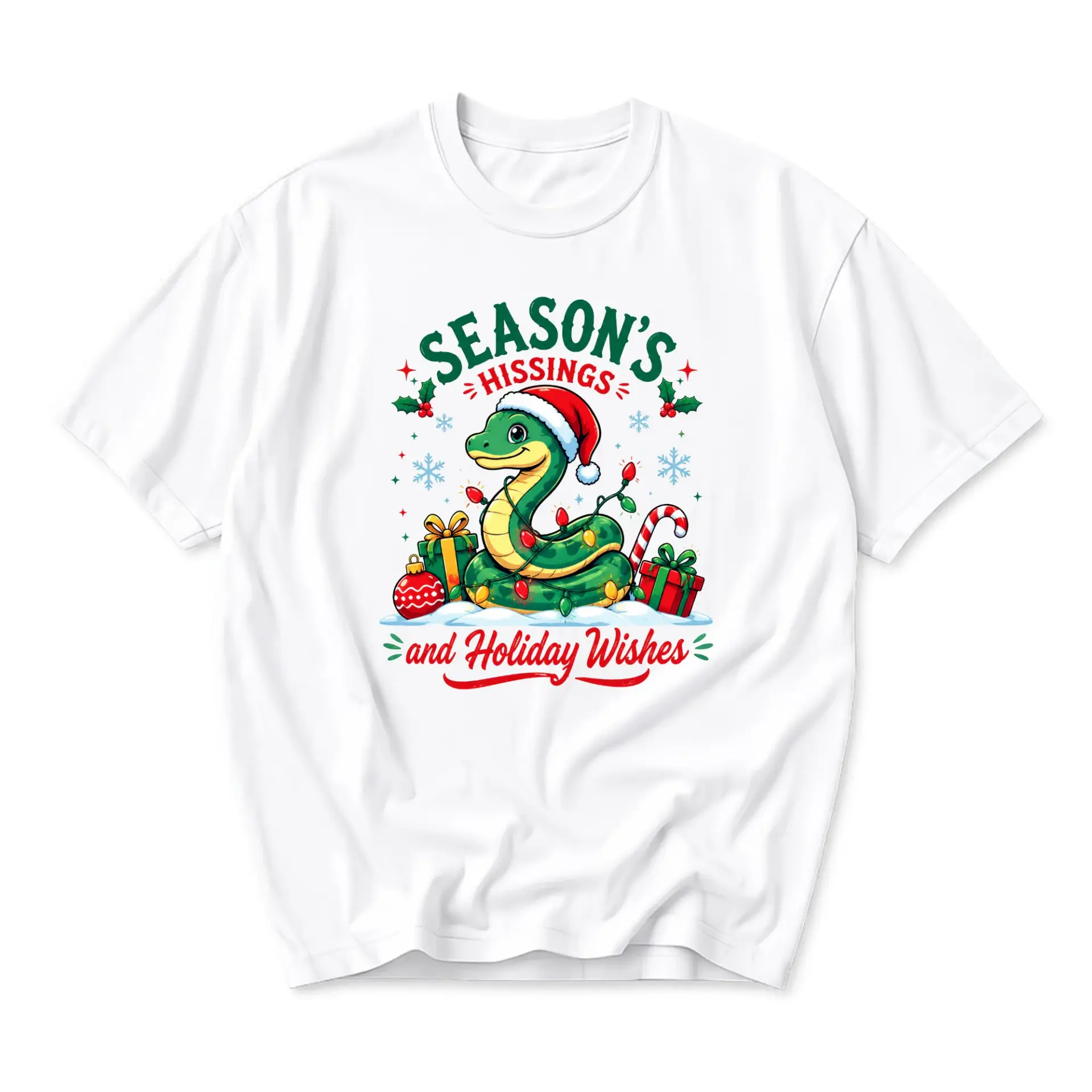 Funny Shirt Season's Hissings Holiday Graphic Tee Unisex Casual Crew Neck T-Shirt Short Sleeve Cotton Top