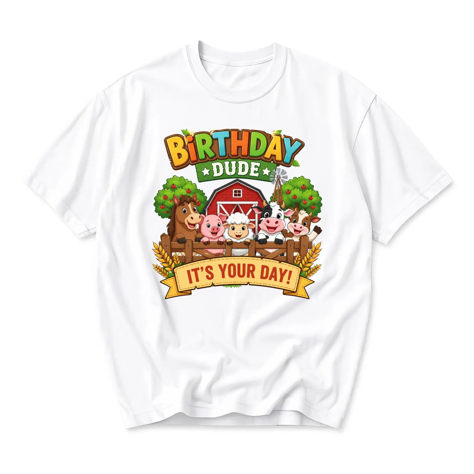 Graphic Tee Birthday Dude Animals Unisex Crew Neck Short Sleeve Casual