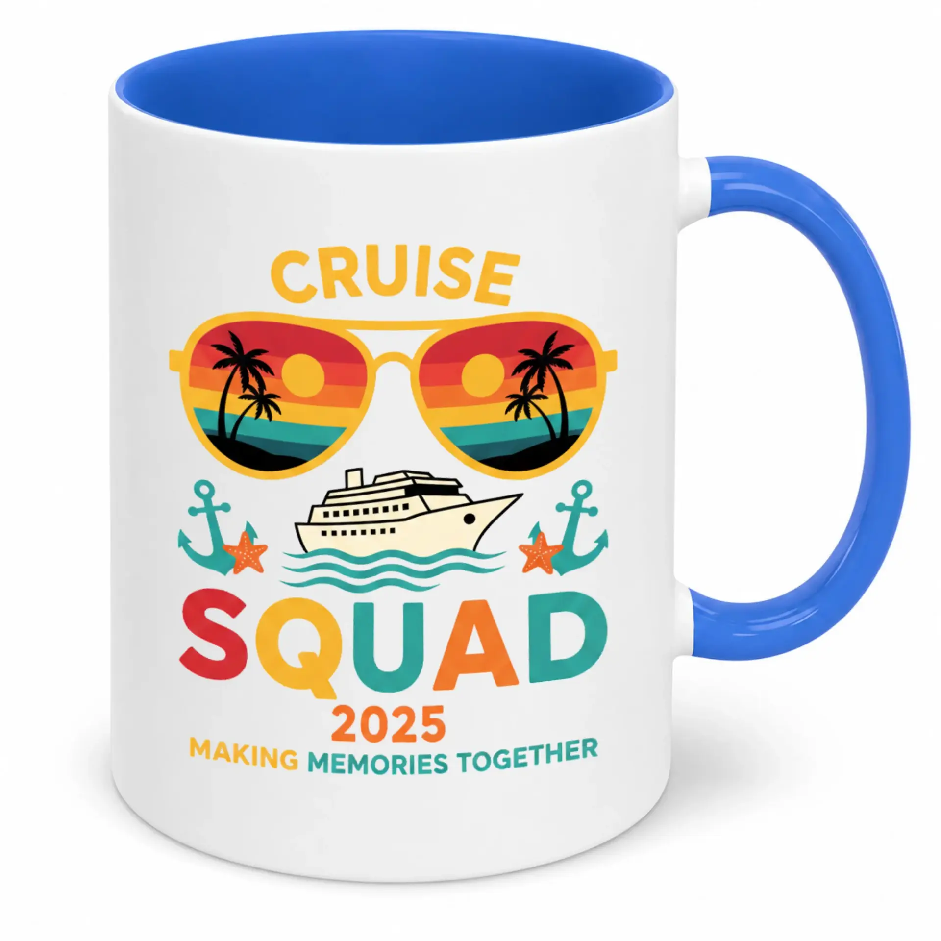 Cruise Squad 2025 Making Memories Together Ceramic Coffee Mug, Vacation Trip Drinkware, Funny Travel Gift Tea Cup with Handle