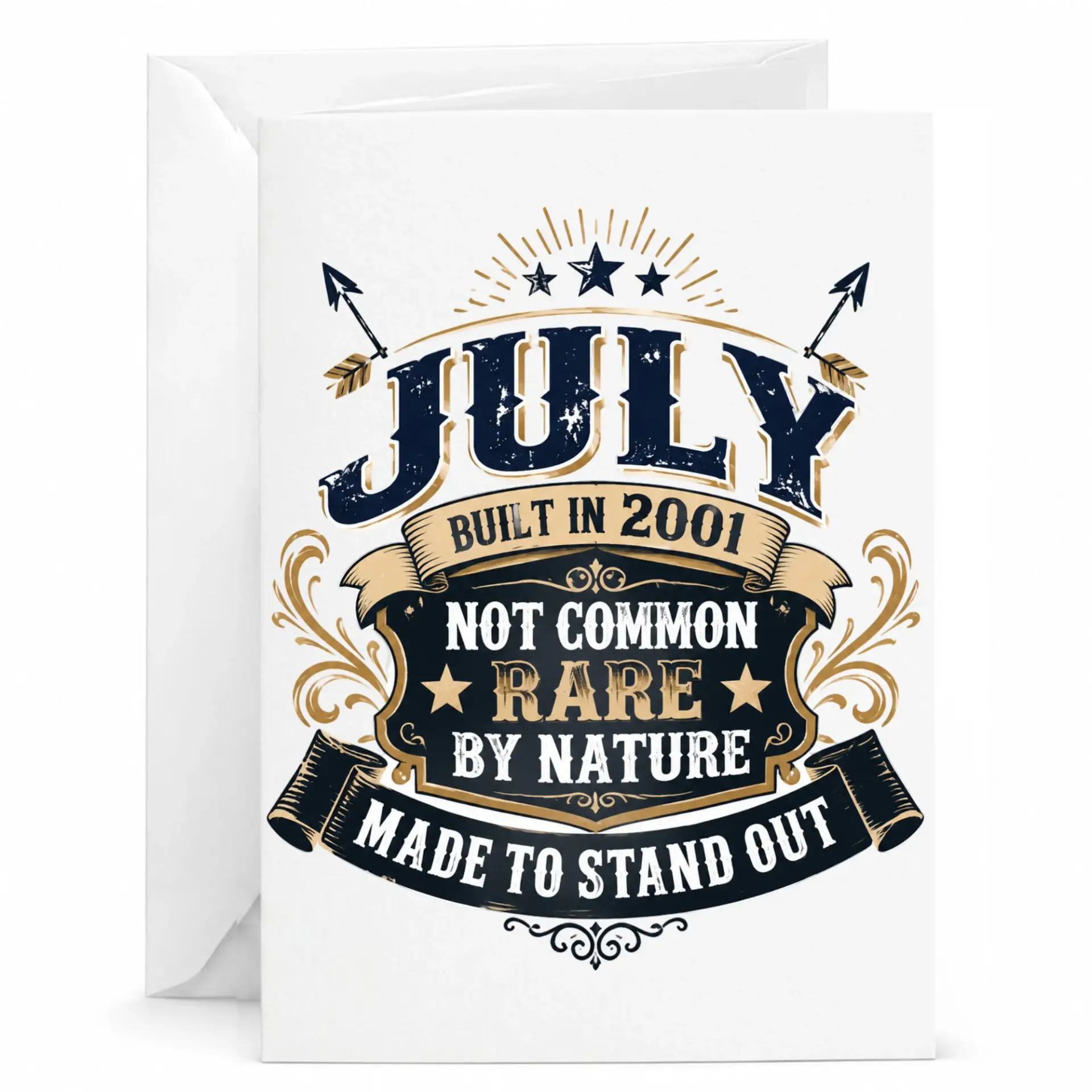 Birthday Card July Built in 2001 Vintage Style Greeting Card Rare by Nature Made to Stand Out Keepsake Stationery