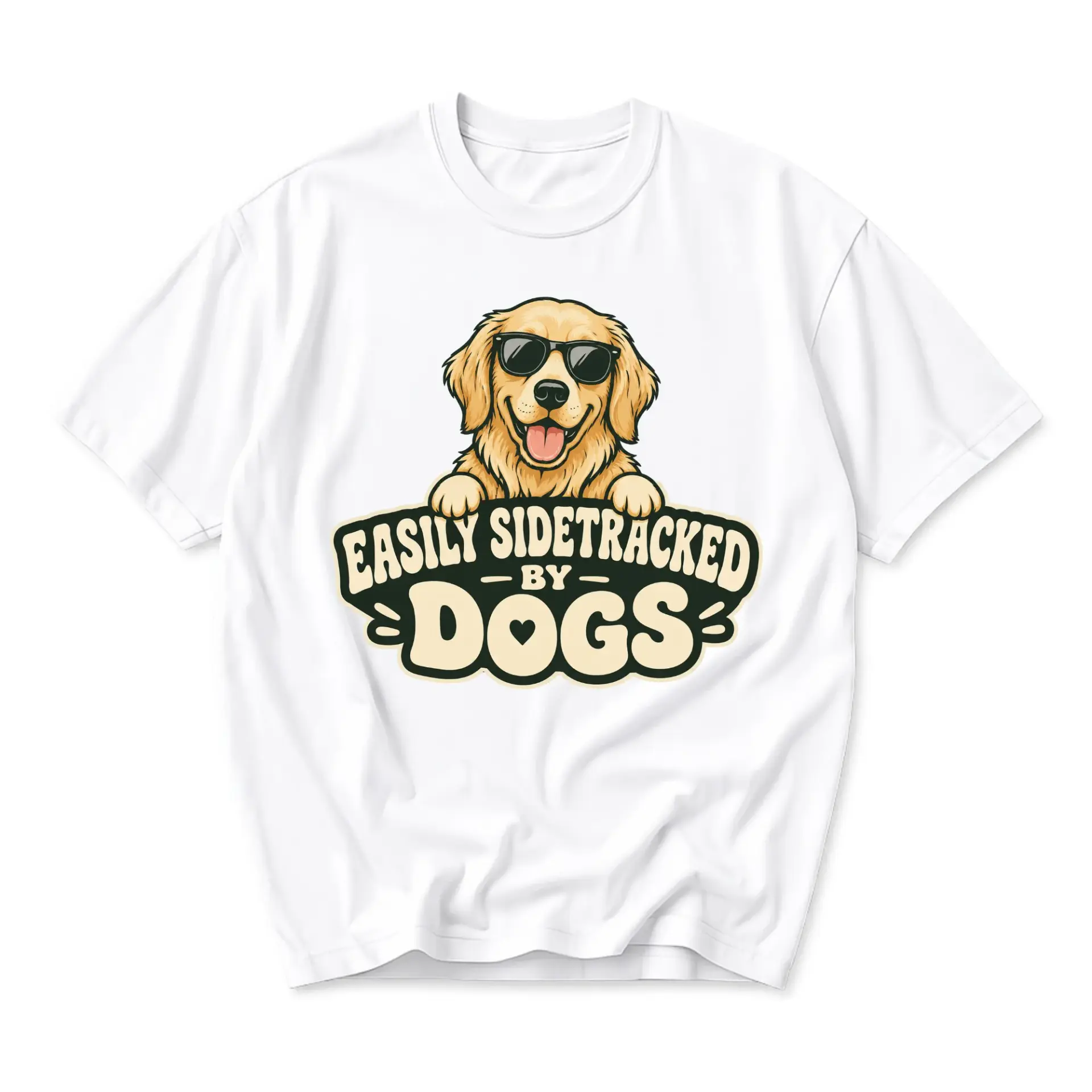 Funny Shirt Easily Sidetracked by Graphic Tee Unisex Crew Neck Casual