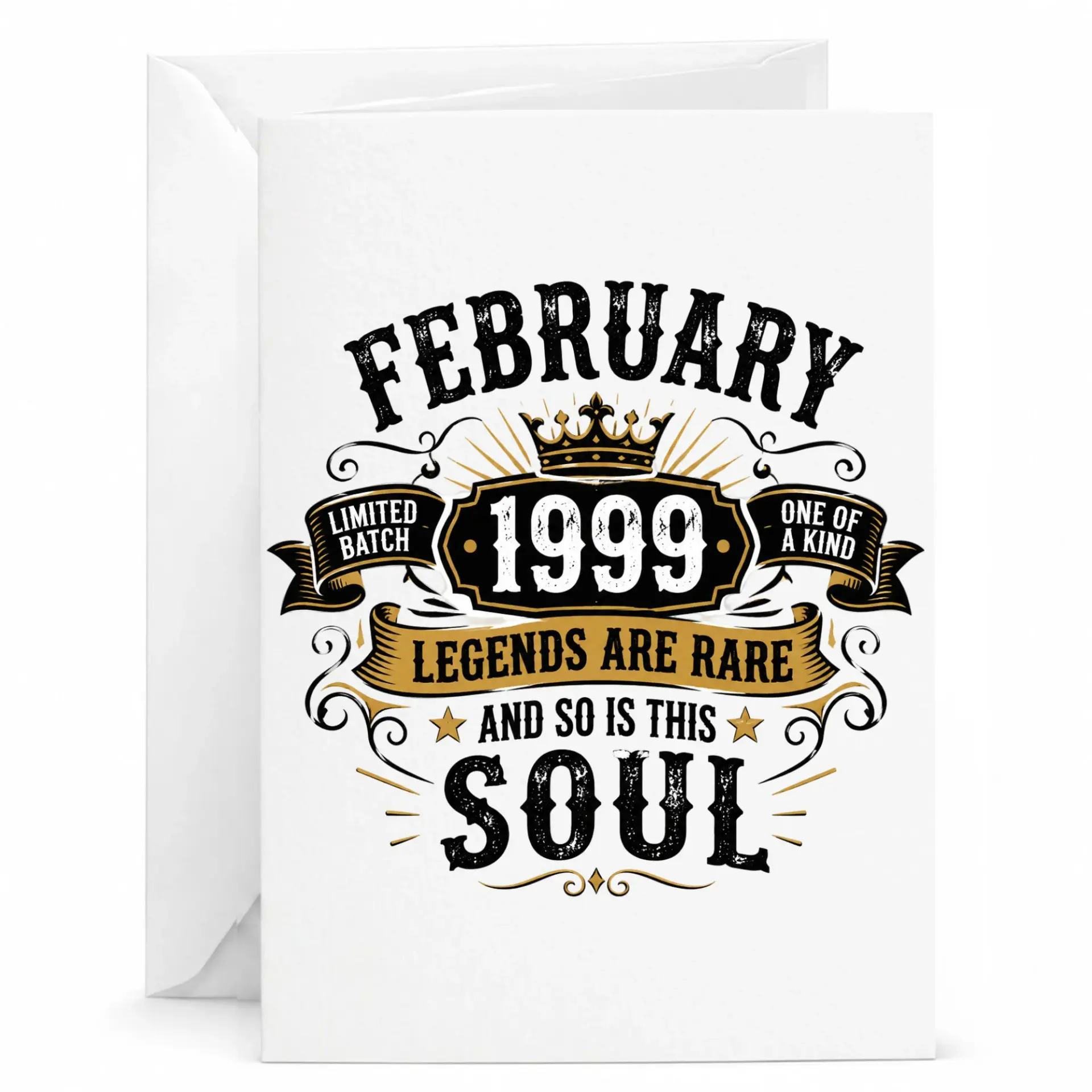 Birthday Card February 1999 Legends Are Rare and so Is This Soul Vintage Style Greeting Card for Milestone Birthday