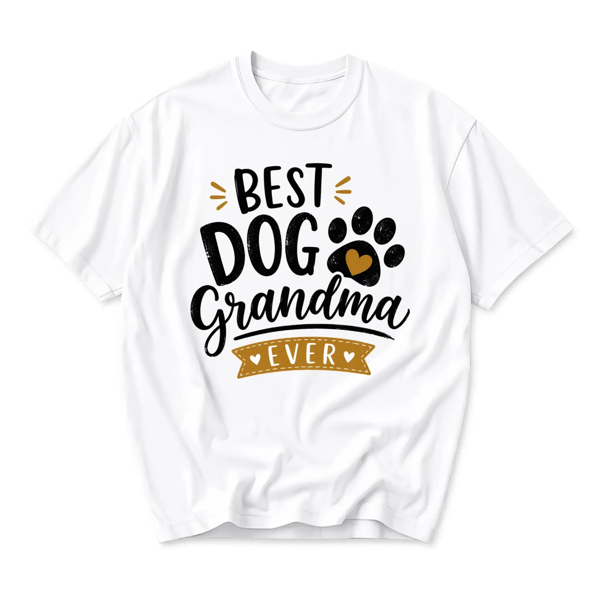 Funny Shirt Best Dog Grandma Ever Graphic Tee Casual Unisex Crew Neck Top