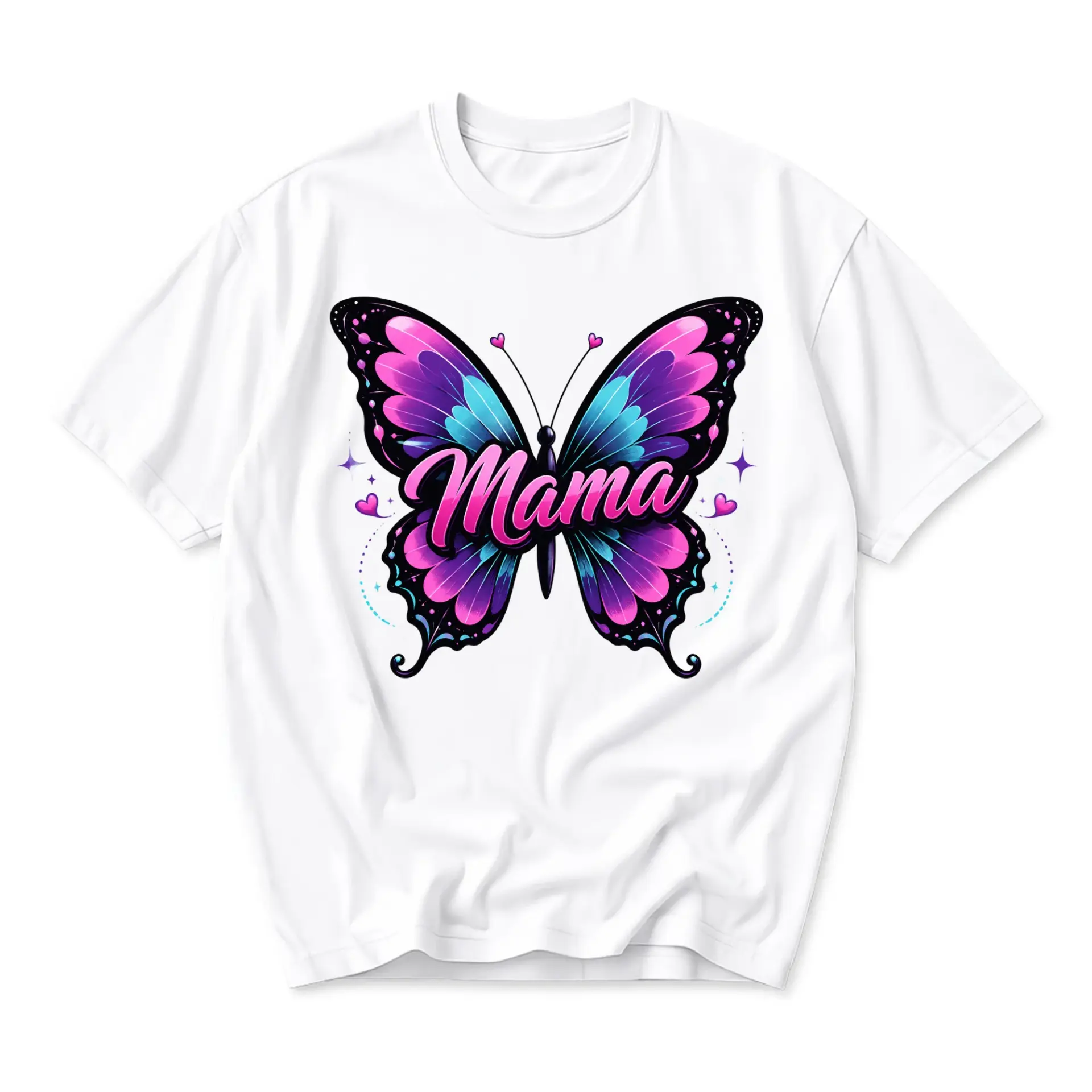 T-shirt Mama Butterfly Graphic Tee Unisex Crew Neck Casual Everyday Wear Soft Cotton Blend Shirt for Women and Men