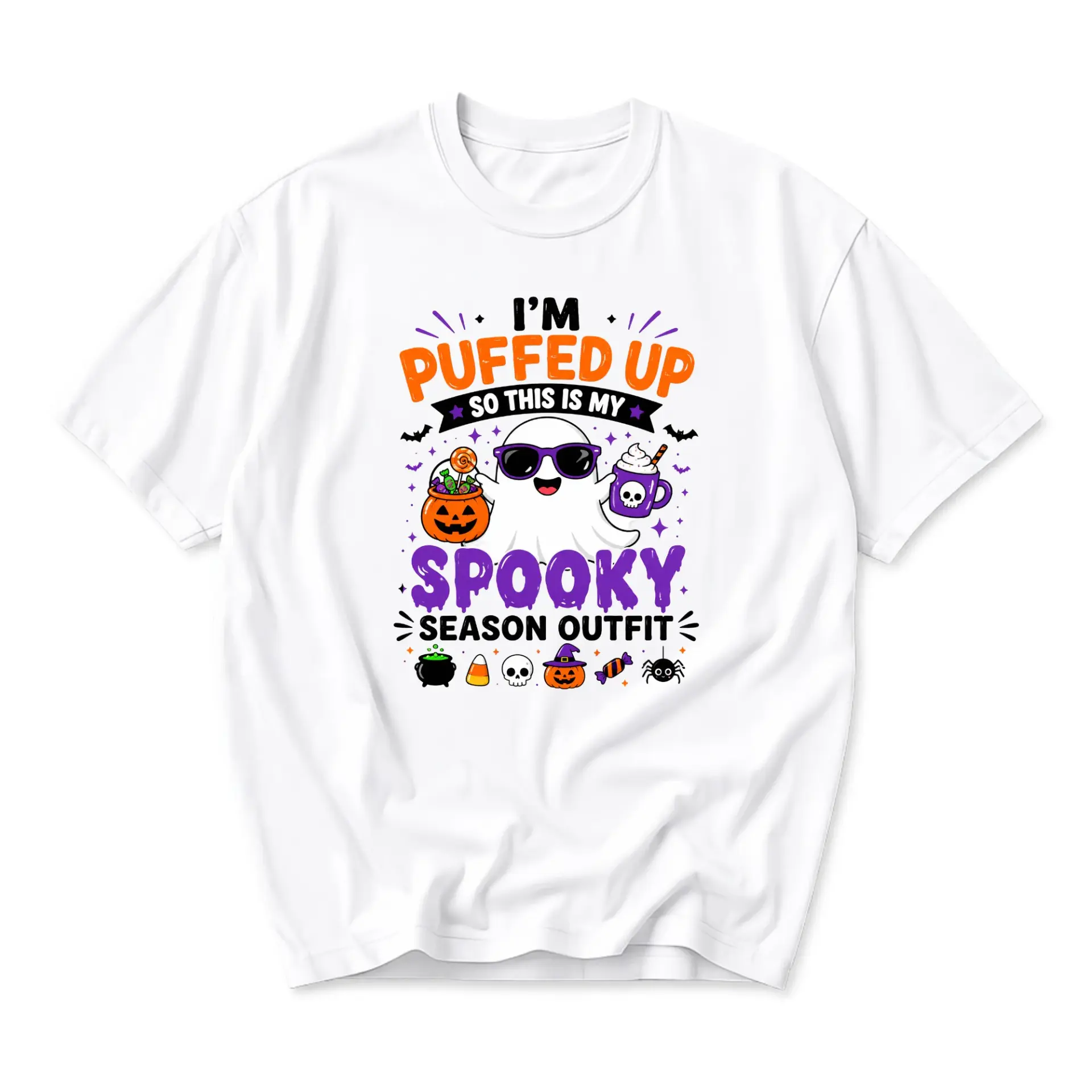 Funny Shirt I'm Puffed up so This Is My Spooky Season Outfit Graphic Tee Casual Cotton Crew Neck Apparel for Autumn