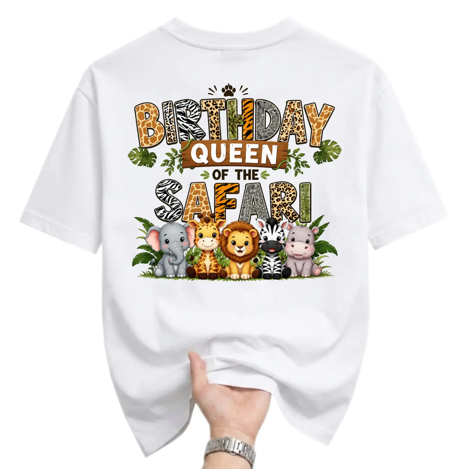 Graphic Tee Birthday Queen of the Safari Unisex Crew Neck T-Shirt Print
