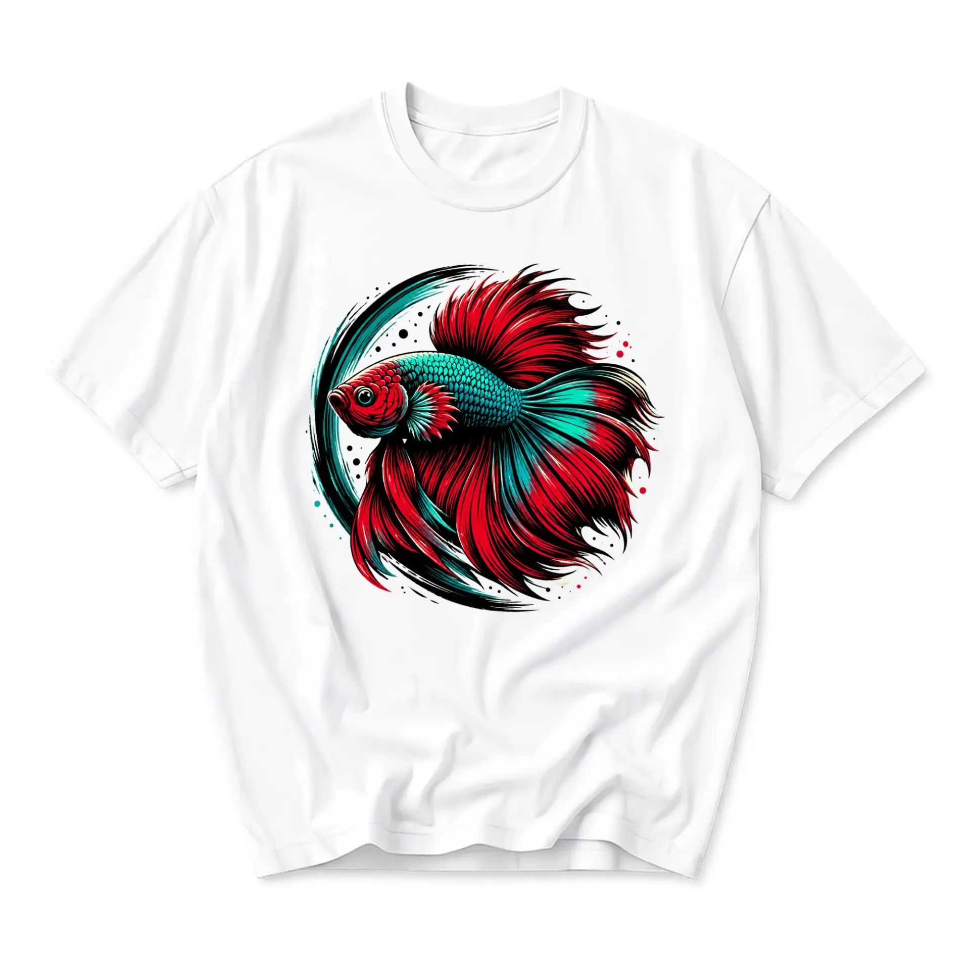 Graphic Tee Unisex Fish Artistic Portrait Short Sleeve Crew Neck Cotton Blend Casual Everyday Apparel White