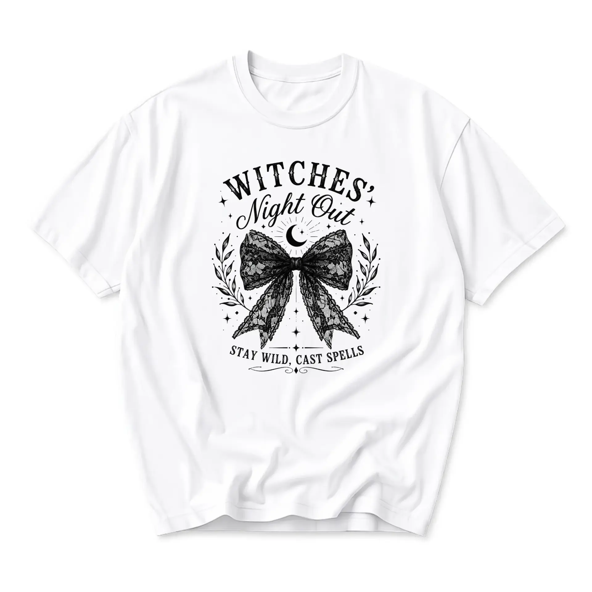 Funny Shirt Witches Night Out Stay Wild Cast Spells Graphic Tee Unisex Casual Short Sleeve Cotton Blend Apparel