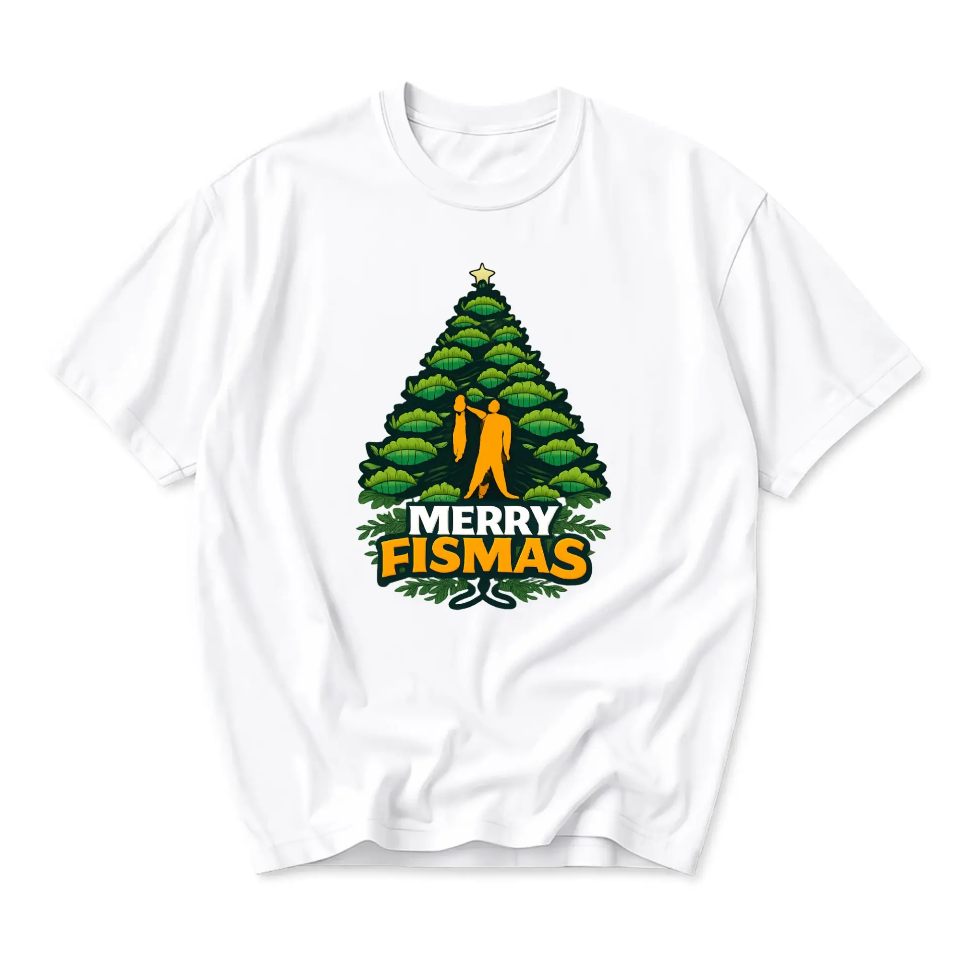 Funny Shirt Merry Fismas Holiday Graphic Tee Unisex Short Sleeve Cotton