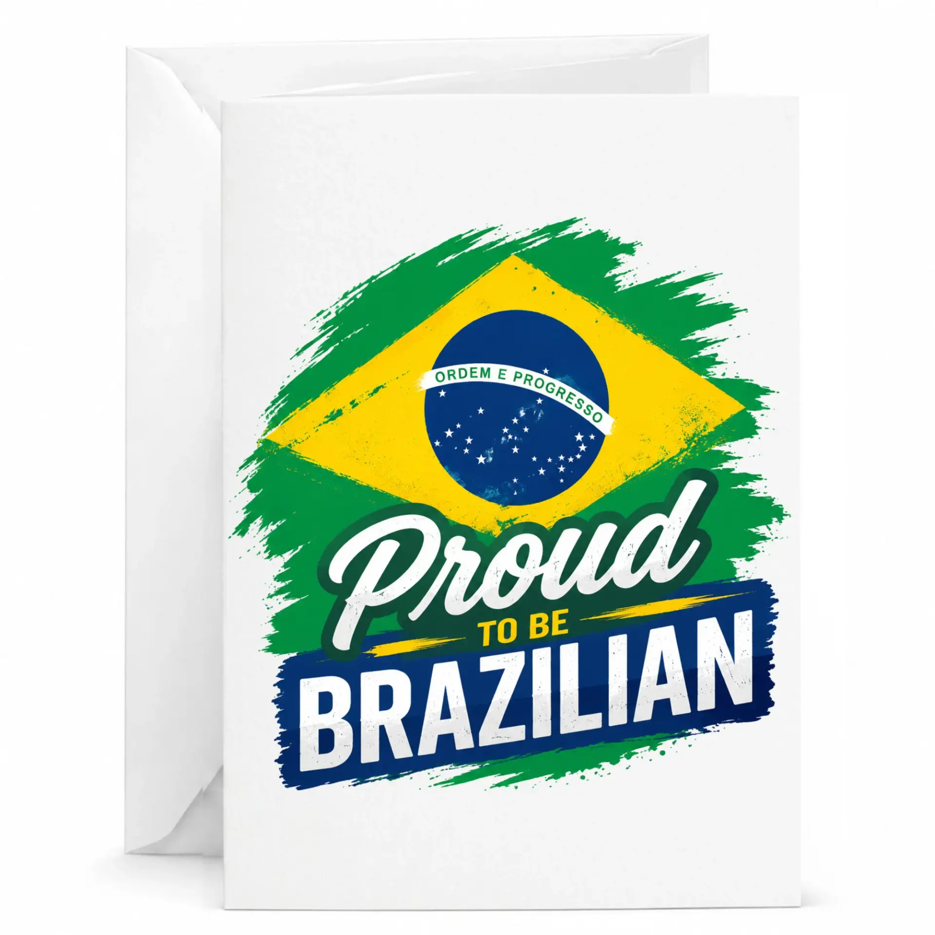 Greeting Card Proud to Be Brazilian Heritage Theme National Pride Celebration Stationery for Friends and Family