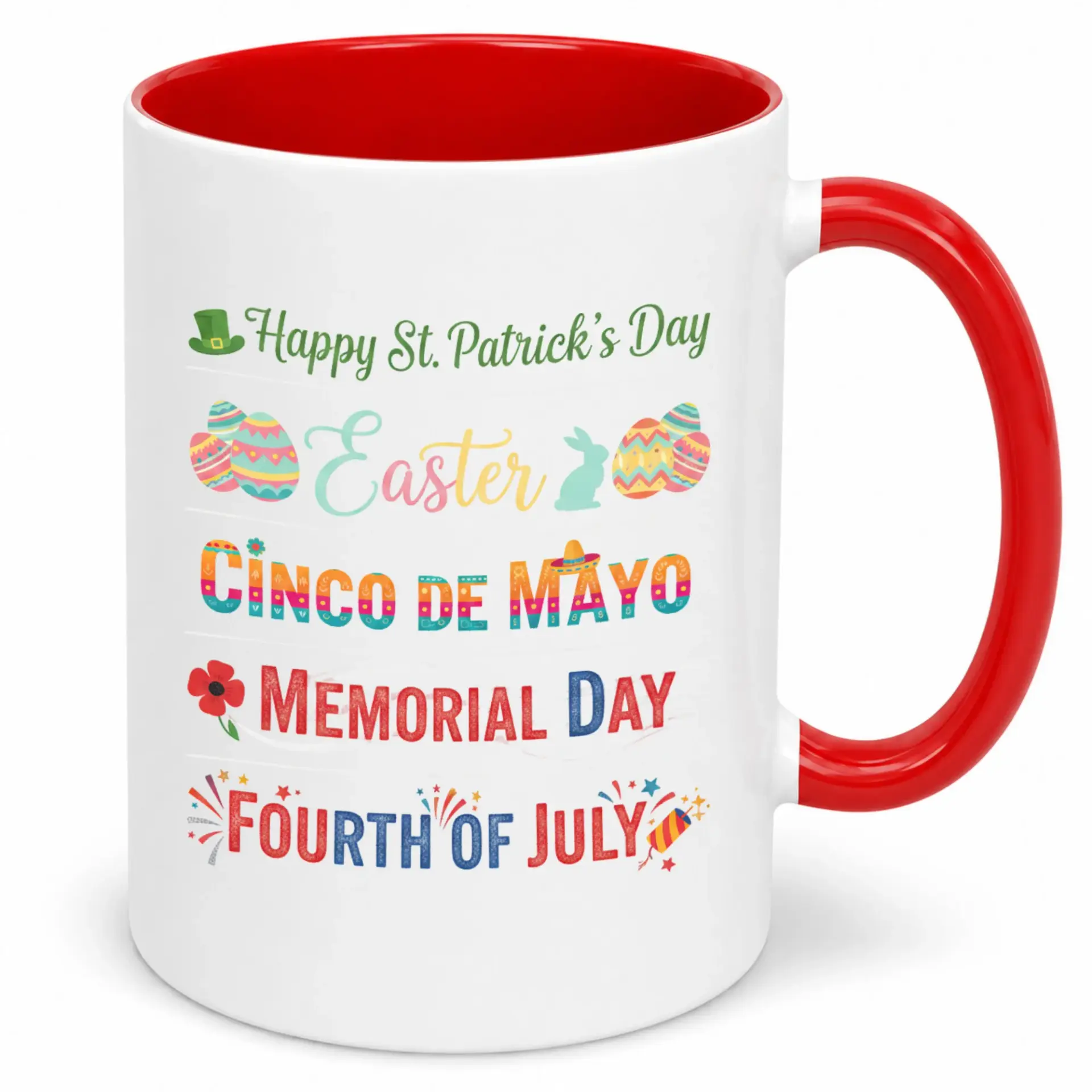 Holiday Celebration Ceramic Coffee Mug with Festive Calendar Design, Vibrant Drinkware for Seasonal Cheer and Daily Use