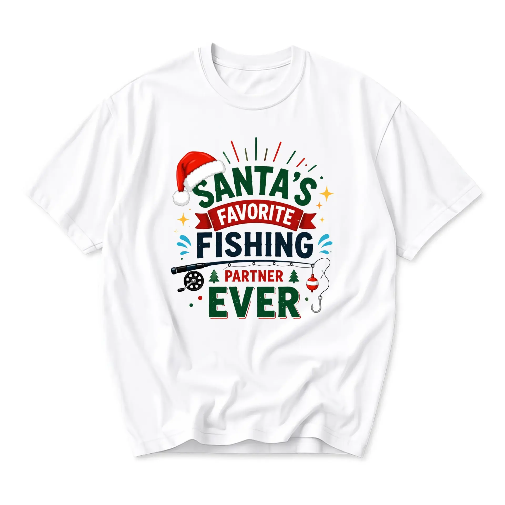 Funny Shirt Santa's Favorite Fishing Partner Ever Holiday Graphic Tee