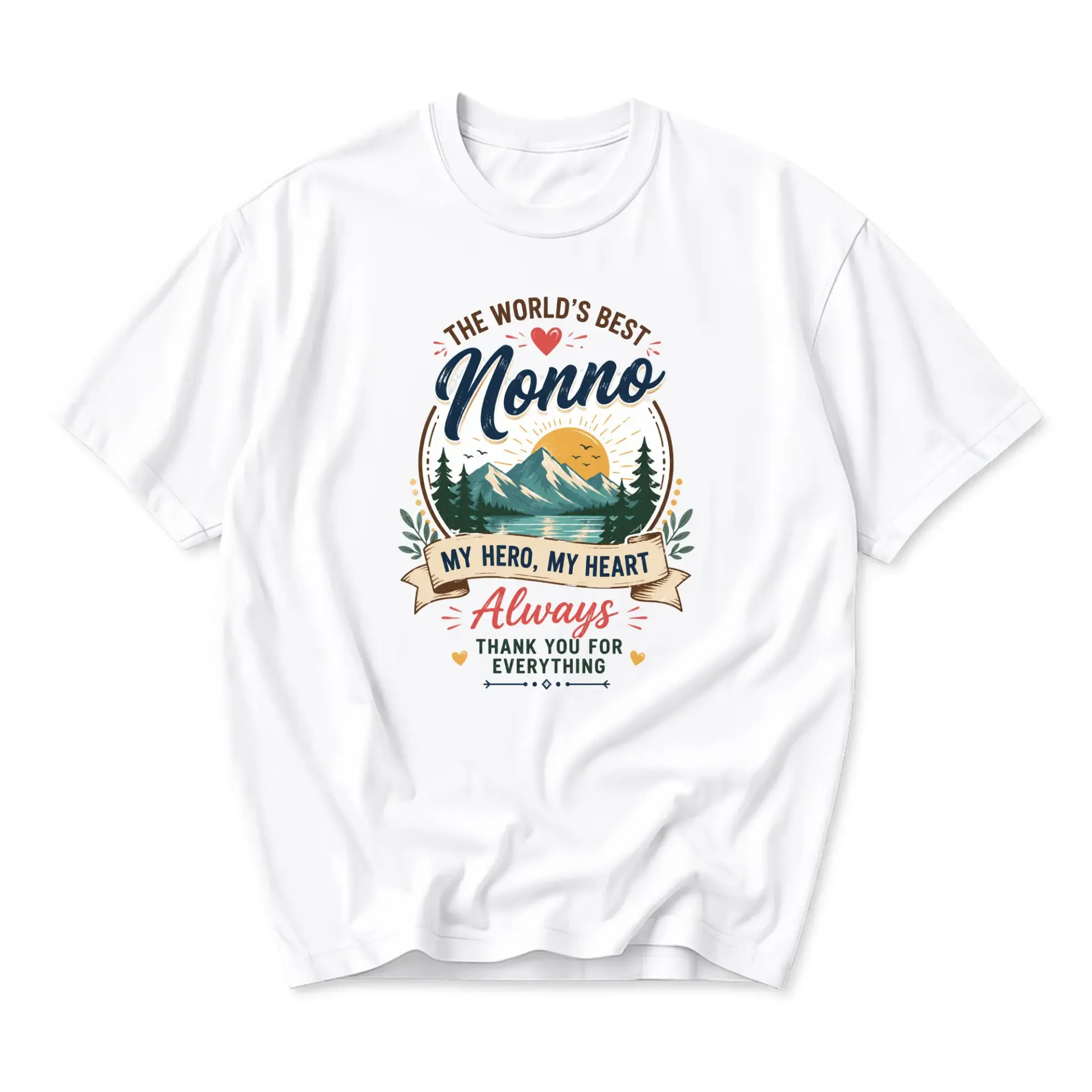 Graphic Tee Unisex Crew Neck Short Sleeve Shirt Featuring World Best Nonno Mountain Print Design Apparel