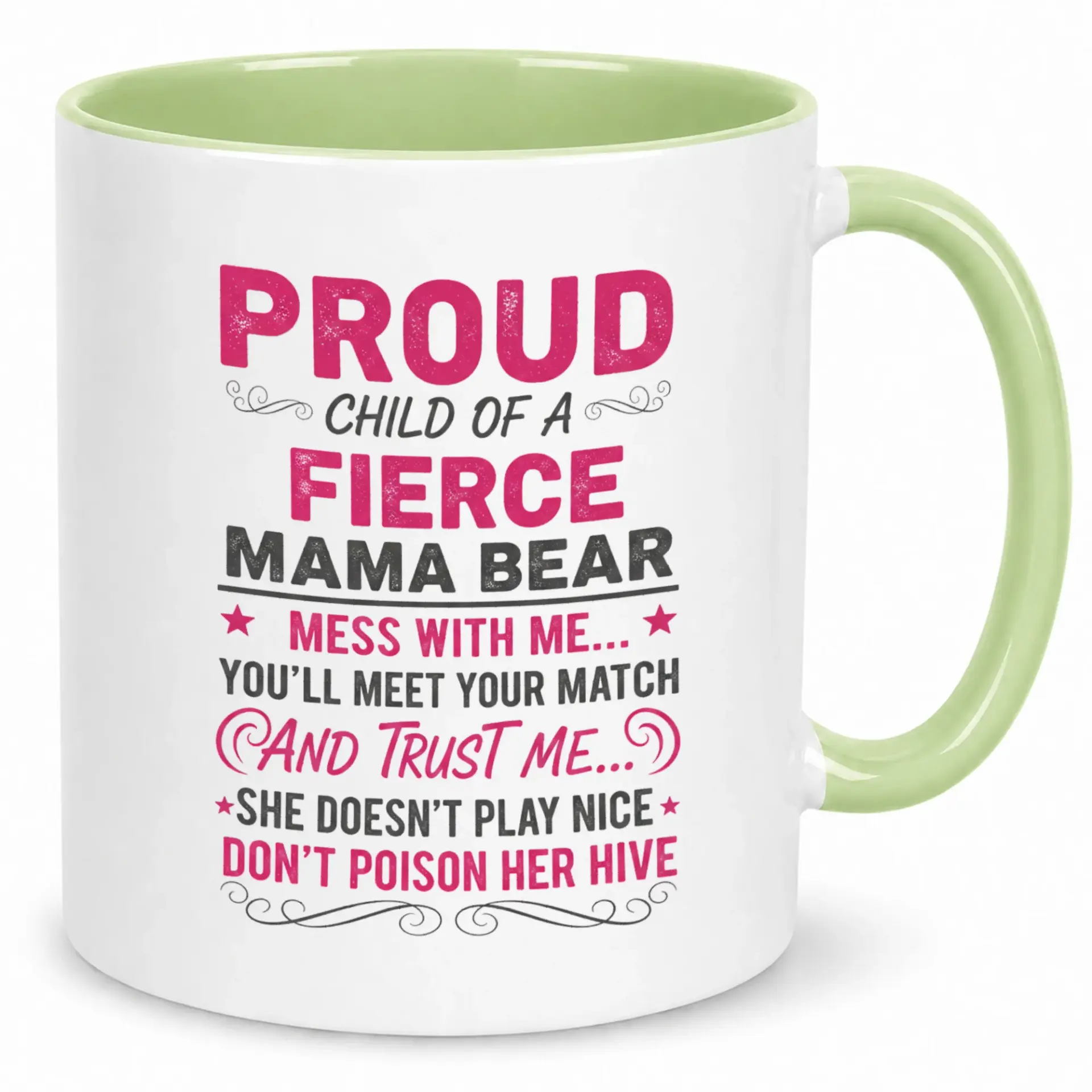 Funny Mama Bear Protective Mother Ceramic Coffee Mug Unique Fierce Design for Mom Women Family 11oz or 15oz White Drinkware Gift
