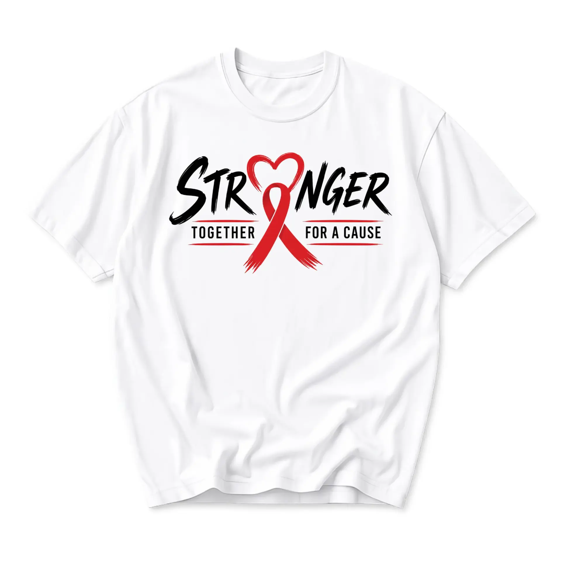 Graphic Tee Stronger Together for a Cause Awareness Ribbon Unisex Crew Neck