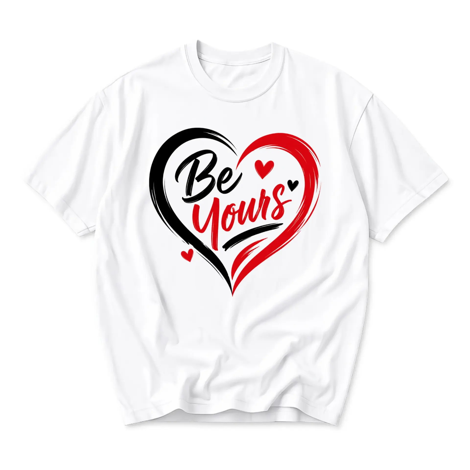 Graphic Tee Be Yours Heart Design Unisex Crew Neck Short Sleeve Cotton Blend T-Shirt Casual Everyday Apparel Top