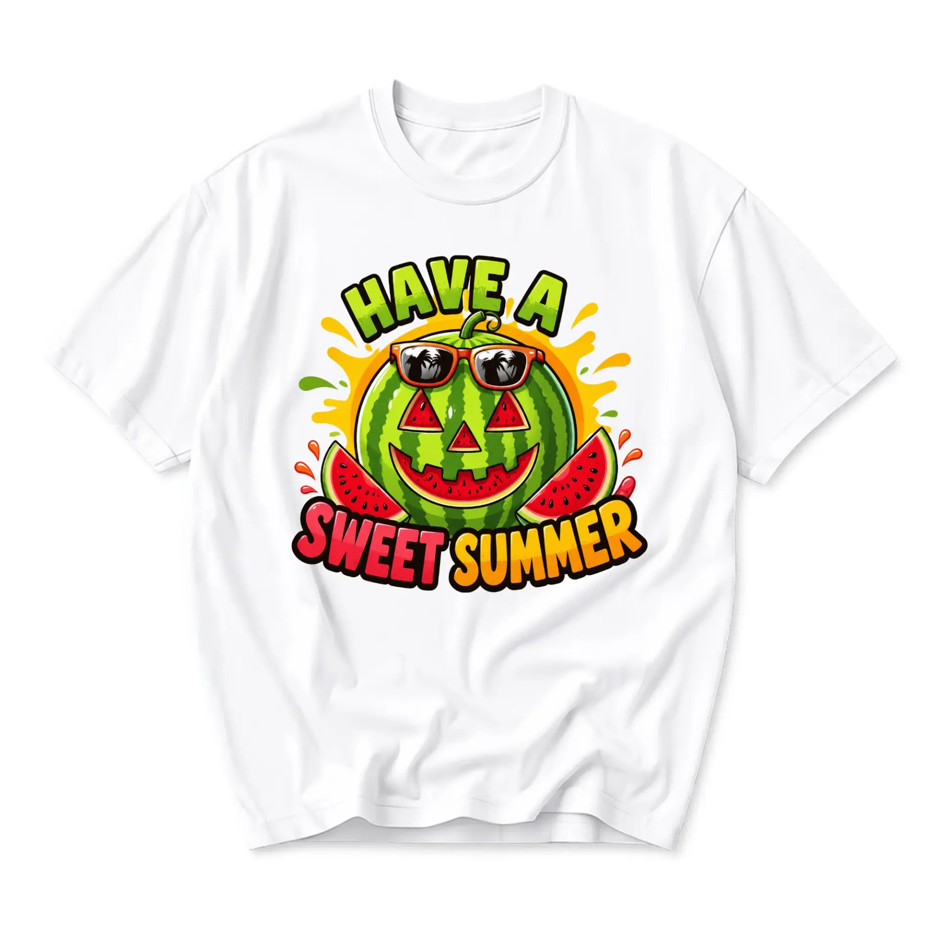 Funny Shirt Have a Sweet Summer Watermelon Graphic Tee Unisex Crew Neck Short Sleeve Casual Cotton Blend Top