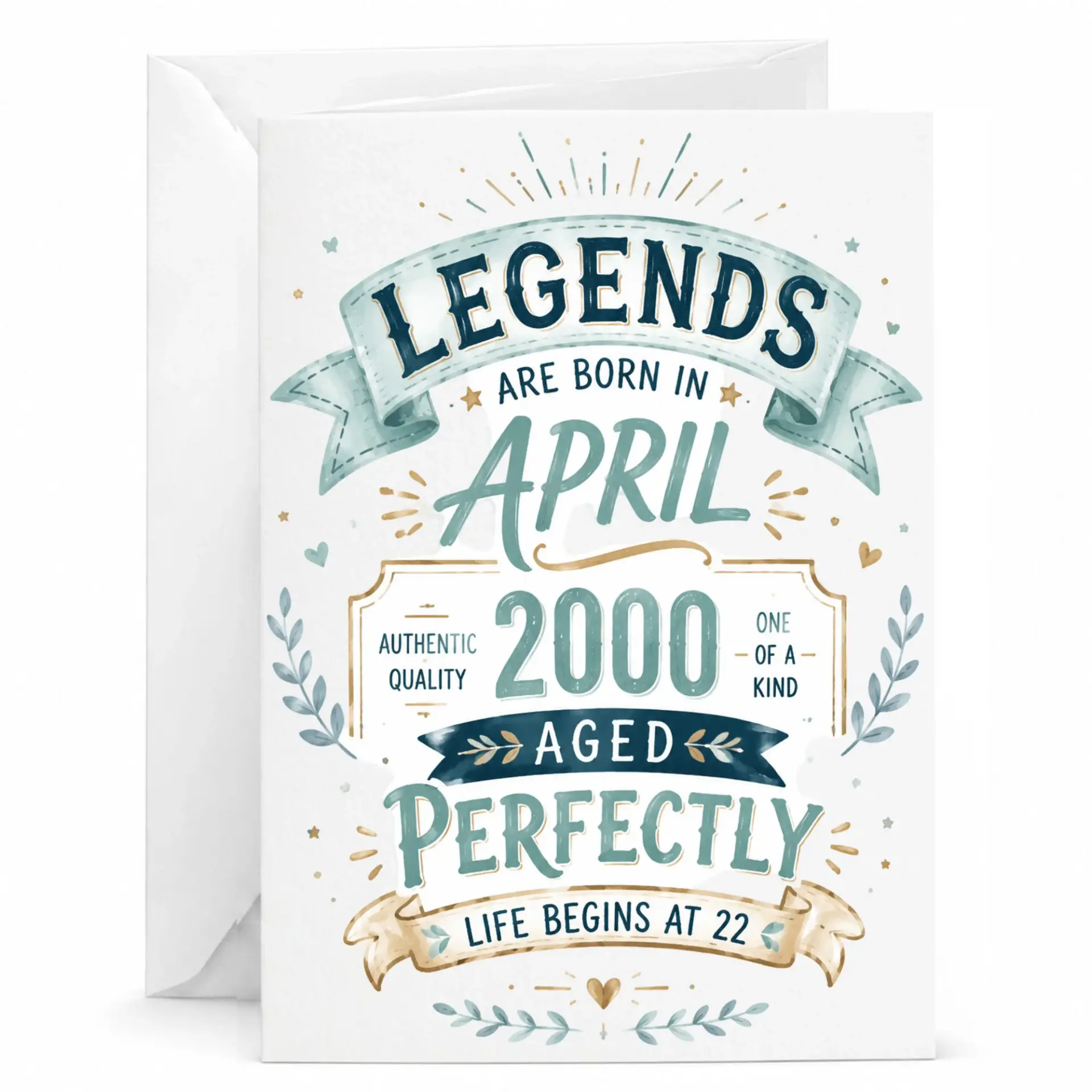 Birthday Card Legends Are Born in April 2000 Aged Perfectly Vintage Style Greeting Card for Milestone Celebration