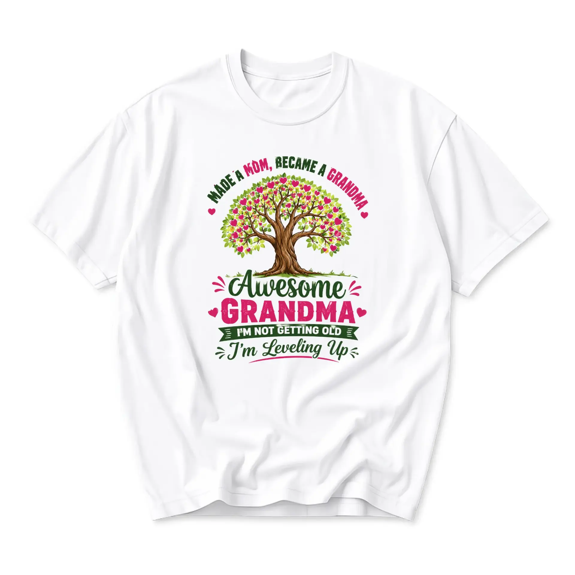Funny Shirt Awesome Grandma Leveling up Graphic Tee Unisex Casual Crew Neck Comfortable Cotton Blend Everyday Apparel