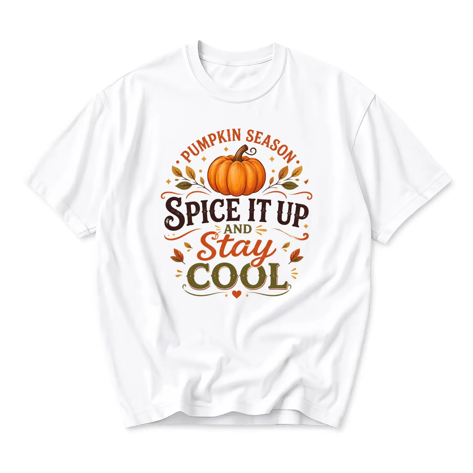 Graphic Tee Pumpkin Season Spice It up and Stay Cool Design Unisex Crew Neck Short Sleeve Cotton Casual Top Shirt