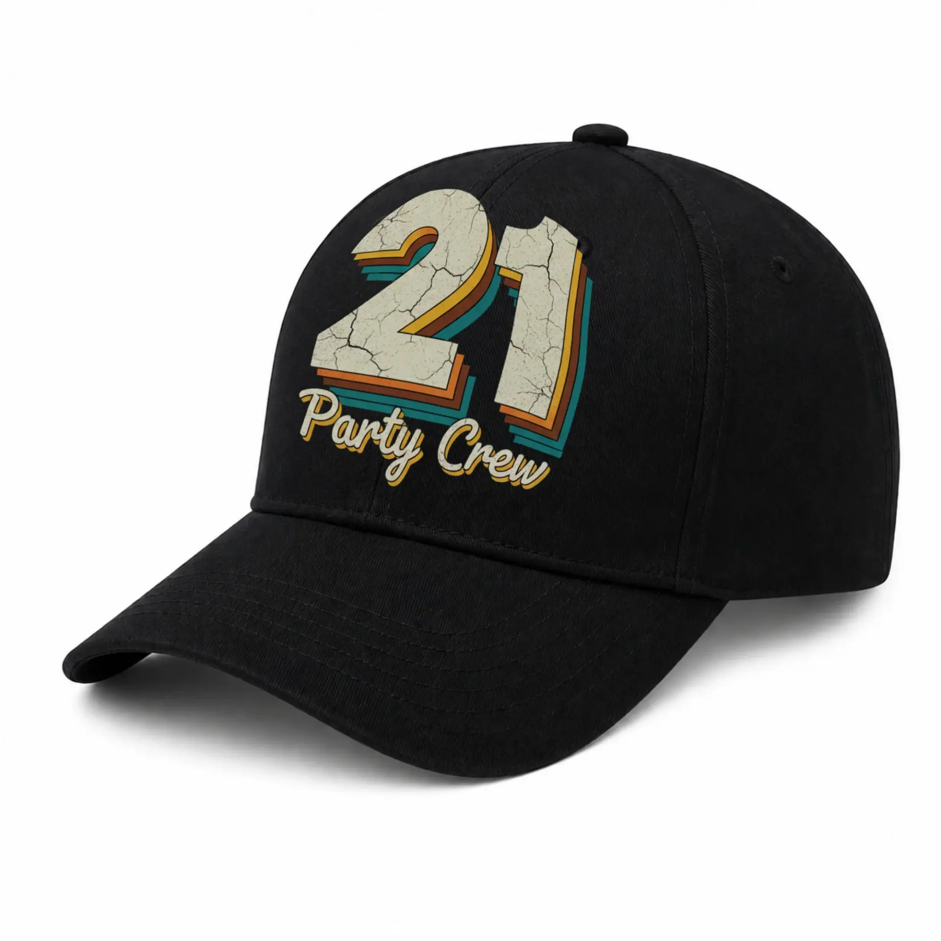 Baseball Cap Retro Number Twenty One Design Vintage Style Embroidered Hat