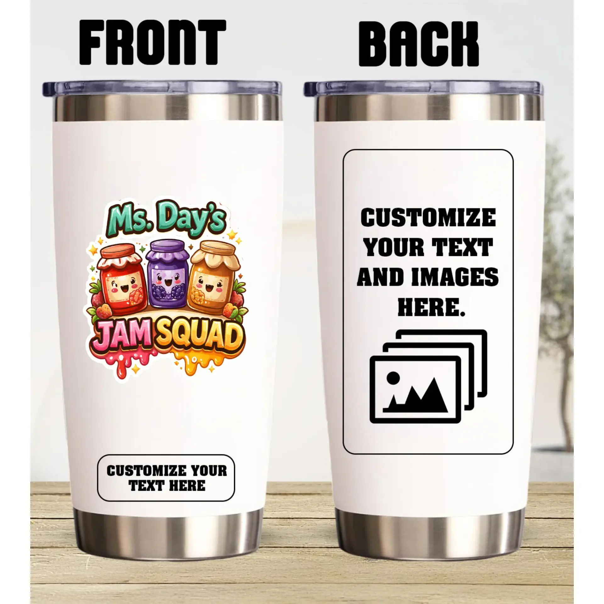 Stainless Steel Tumbler 20oz Custom Photo and Text Travel Mug Double Wall Vacuum Insulated Beverage Cup for Hot Cold