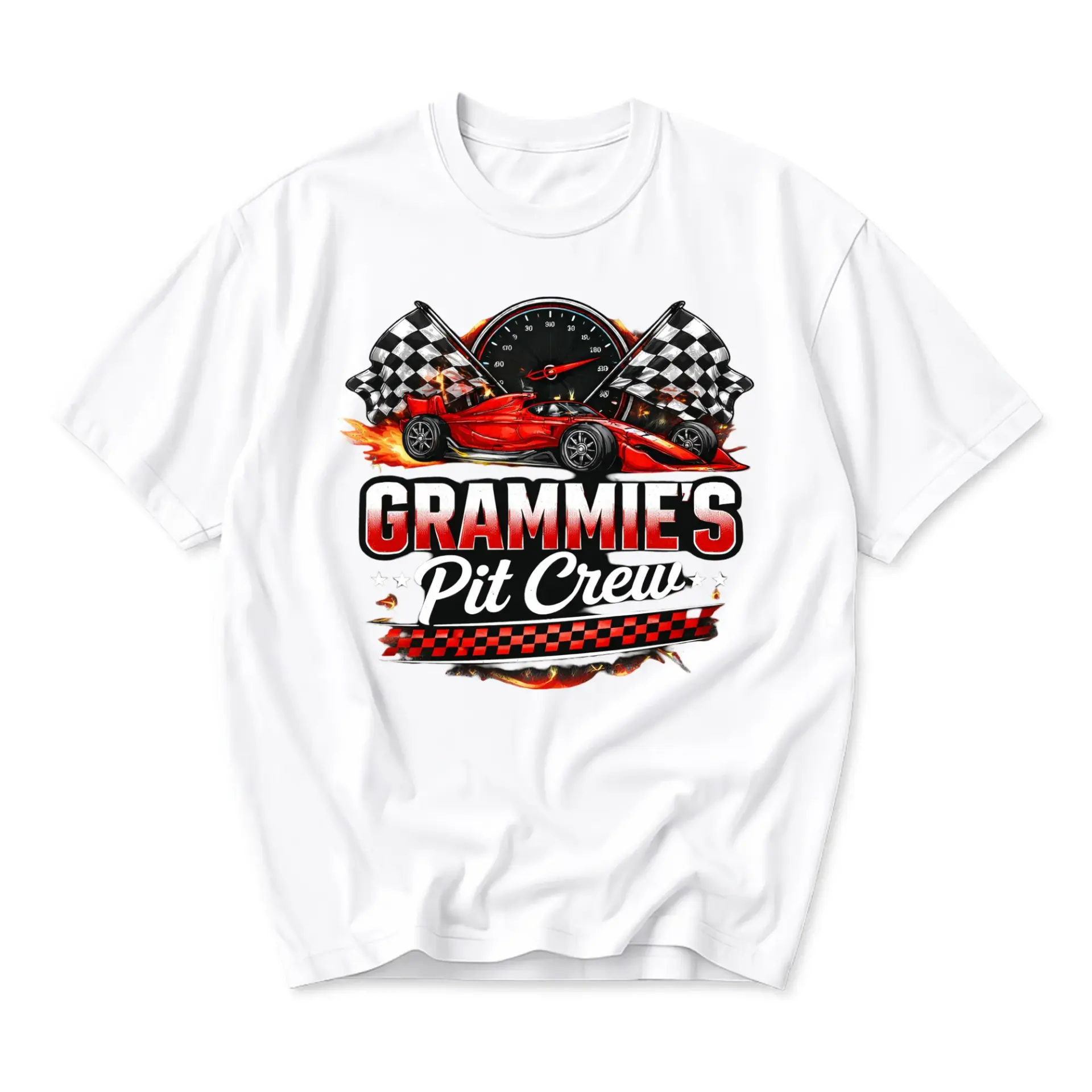 T-shirt Grammie's Pit Crew Race Car Graphic Tee Unisex Crew Neck Casual Everyday Wear Soft Comfortable Cotton Shirt