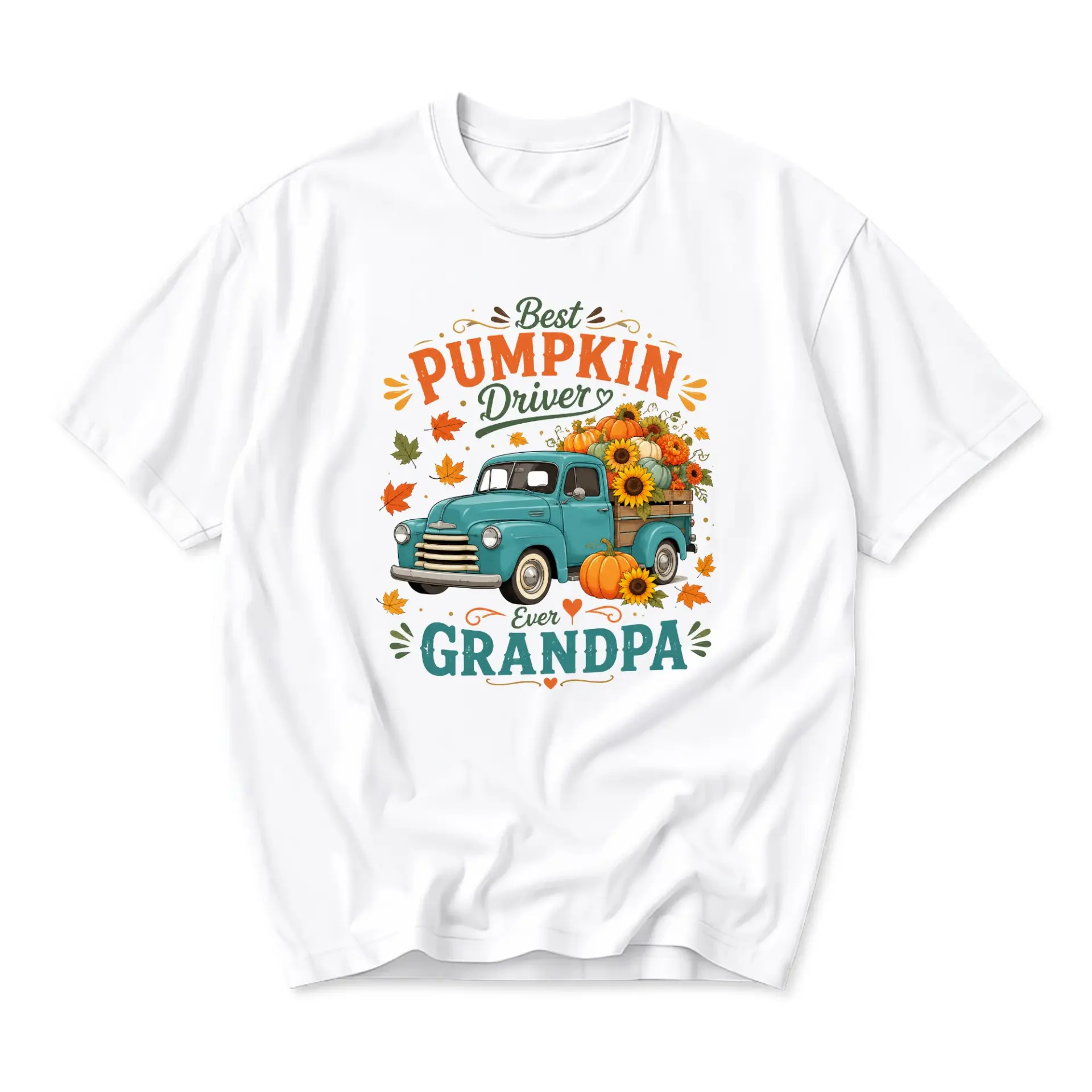 Graphic Tee Best Pumpkin Driver Ever Grandpa Autumn Harvest Fall Season Unisex Crew Neck Casual Short Sleeve Shirt