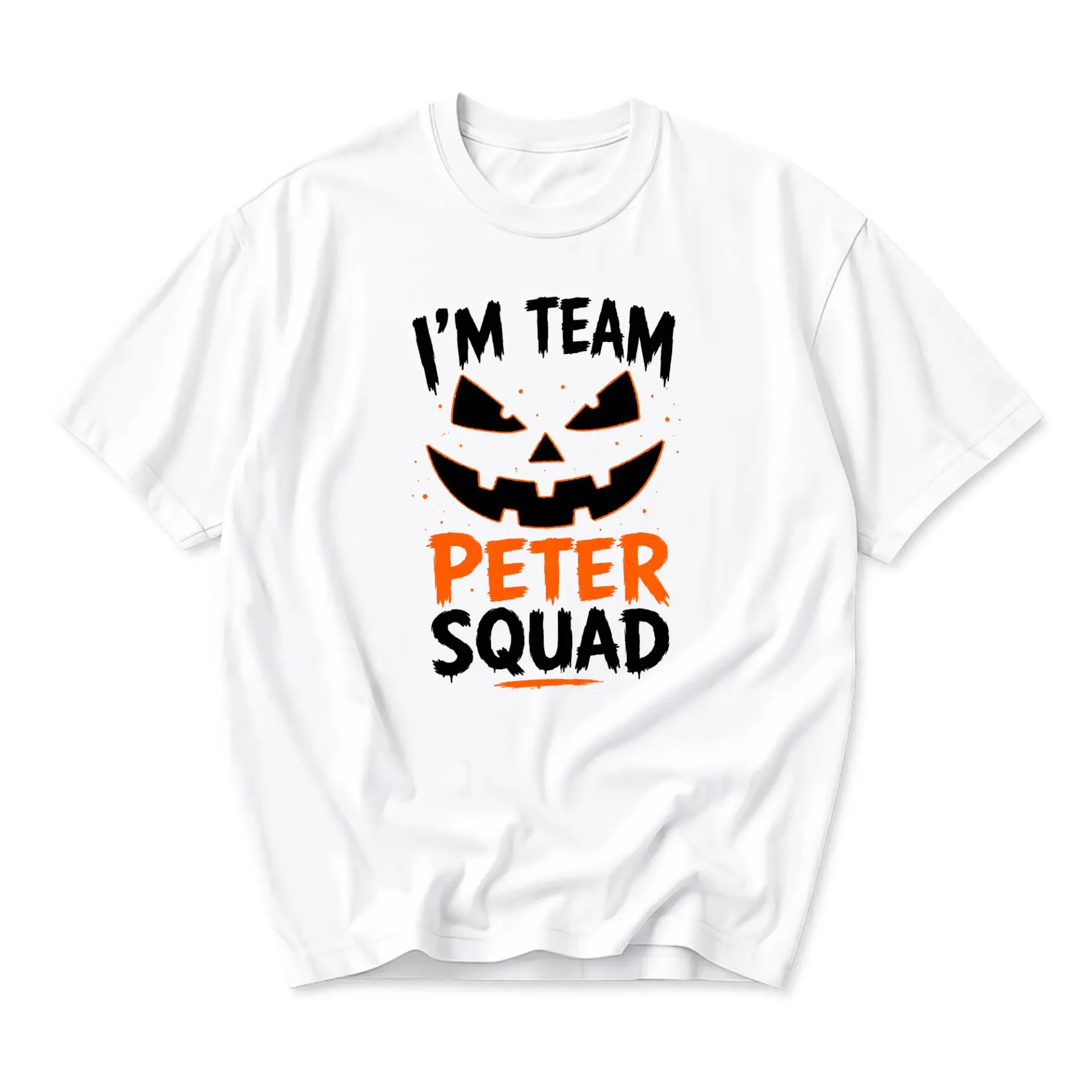 Funny Shirt I'm Team Peter Squad Halloween Pumpkin Graphic Tee Unisex Crew Neck Casual Everyday Wear Soft Cotton
