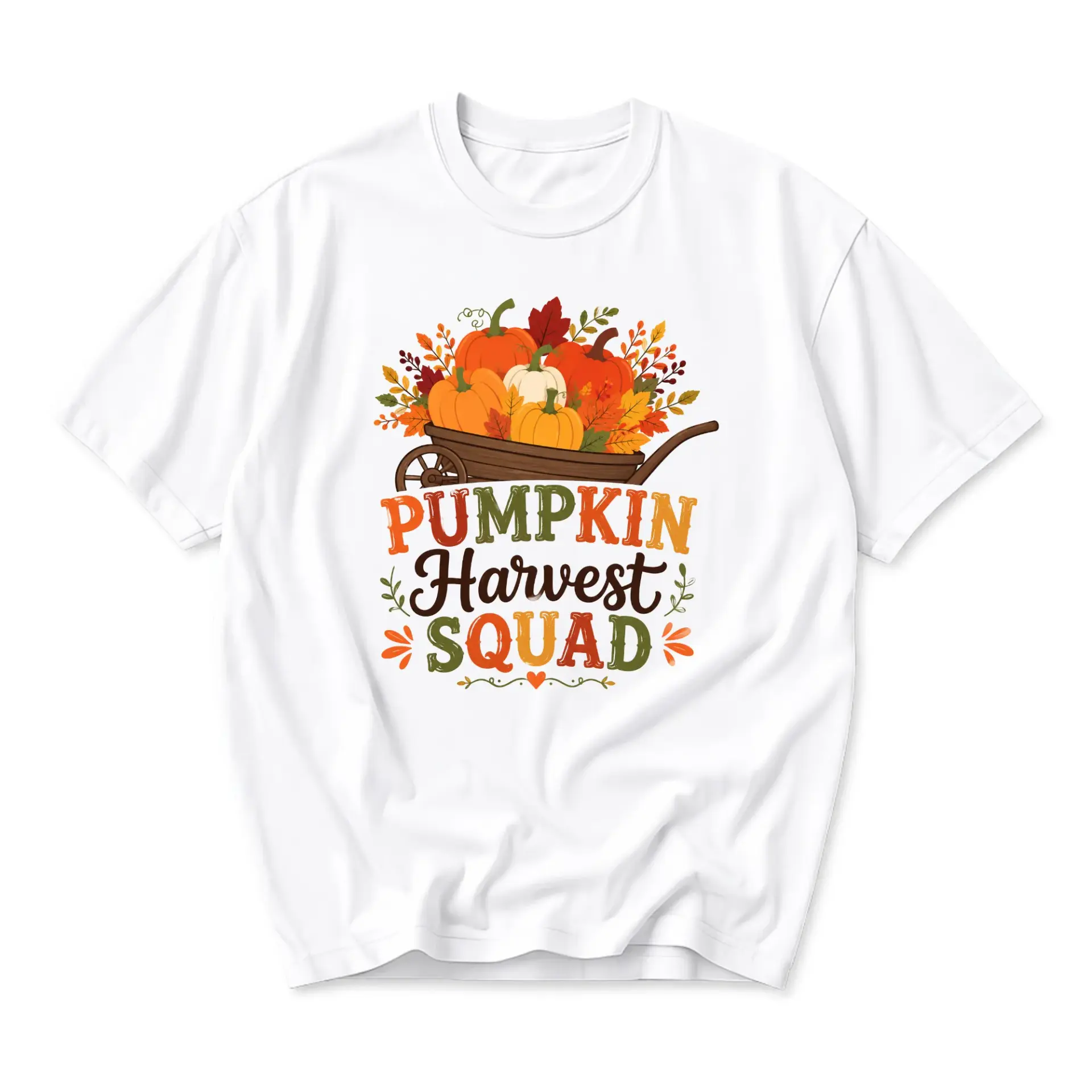 Graphic Tee Pumpkin Harvest Squad Autumn Fall Season Unisex Casual Crew Neck Comfortable Short Sleeve Cotton Shirt