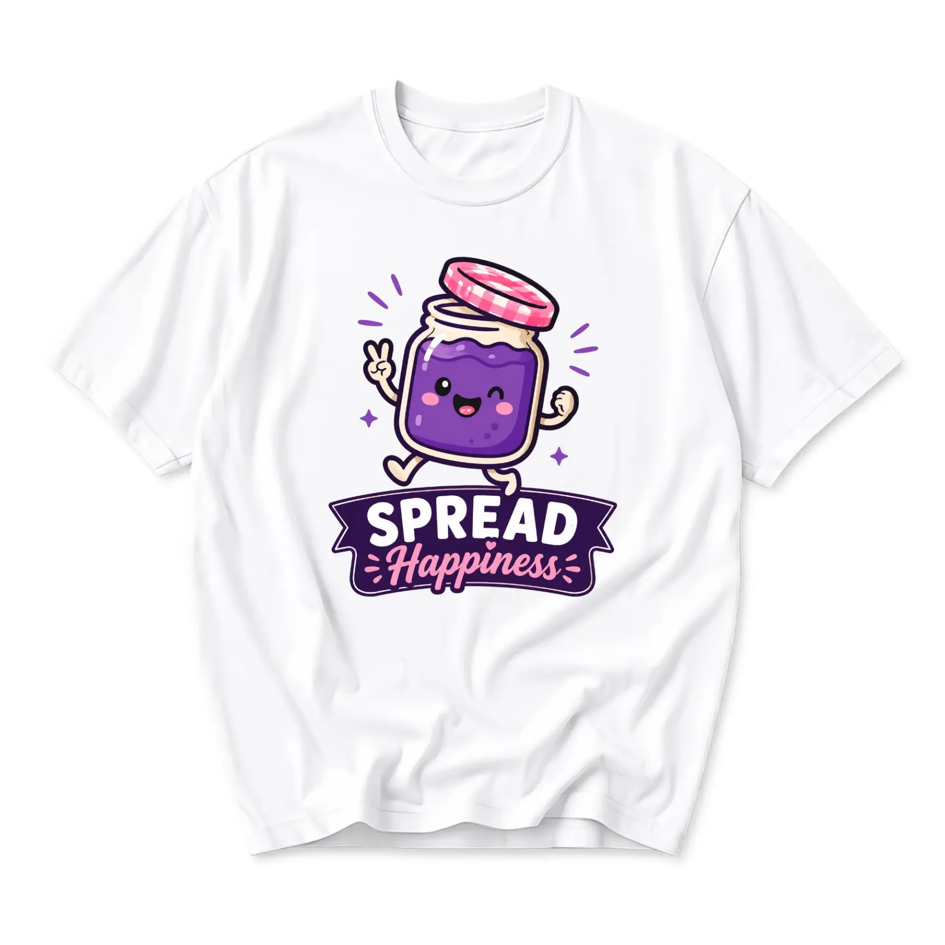 Graphic Tee Spread Happiness Cute Jam Jar Illustration Unisex Short Sleeve Crew Neck Cotton Casual Summer Shirt