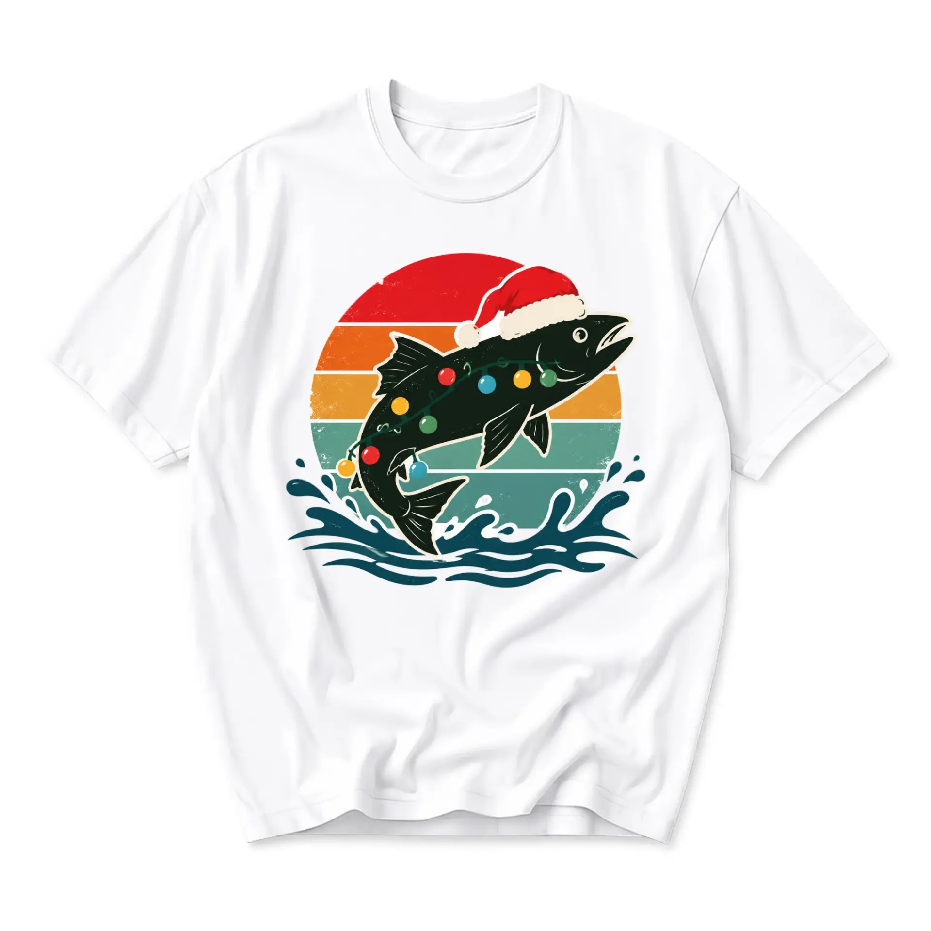 Graphic Tee Unisex Crew Neck T-Shirt Featuring a Jumping Fish Wearing a