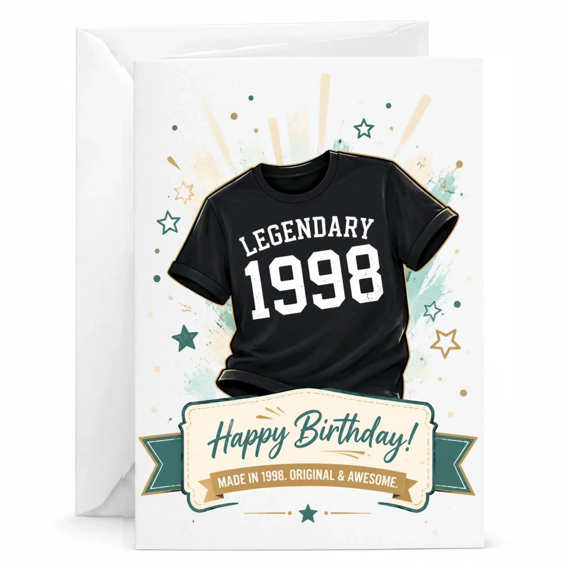 Birthday Card Legendary 1998 Original and Awesome Shirt Graphic Greeting Card for Milestone Year Celebrations