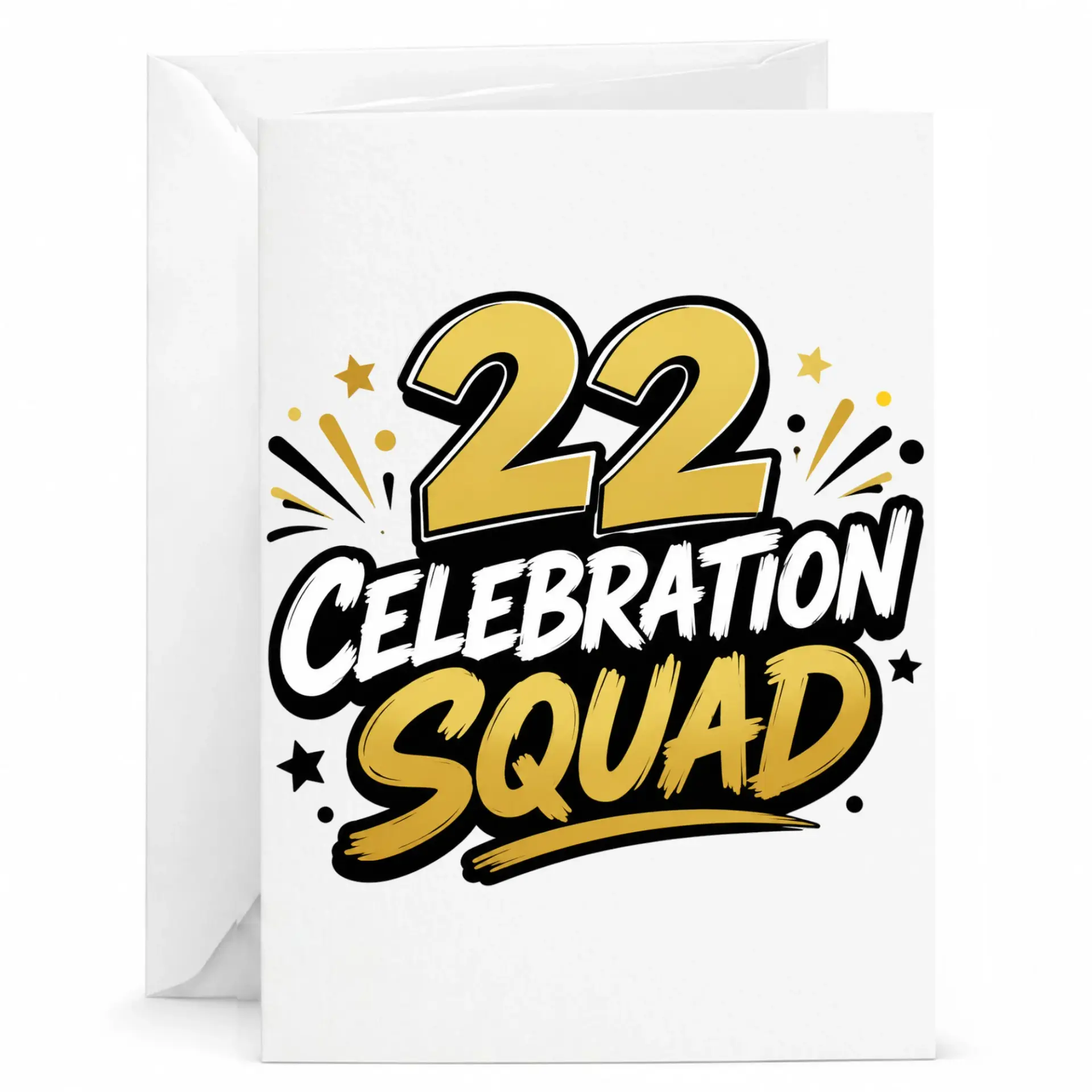 Birthday Card 22 Celebration Squad Number Typography Design for Twenty-Second Birthday Milestone Greeting