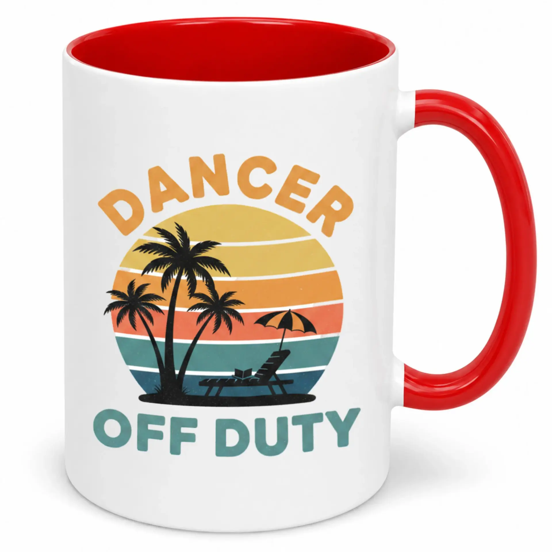 Funny Dancer Off Duty Ceramic Coffee Mug with Beach Sunset Design, Perfect Gift for Dance Enthusiasts, 11oz or 15oz Capacity