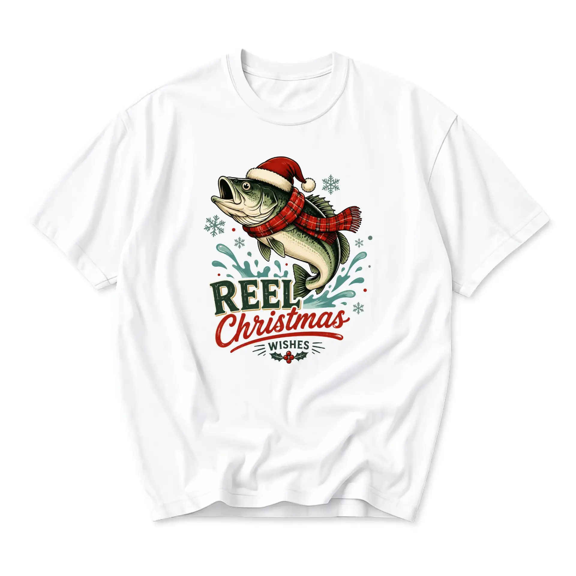 Funny Shirt Reel Christmas Wishes Graphic Tee Holiday Fishing Themed Unisex