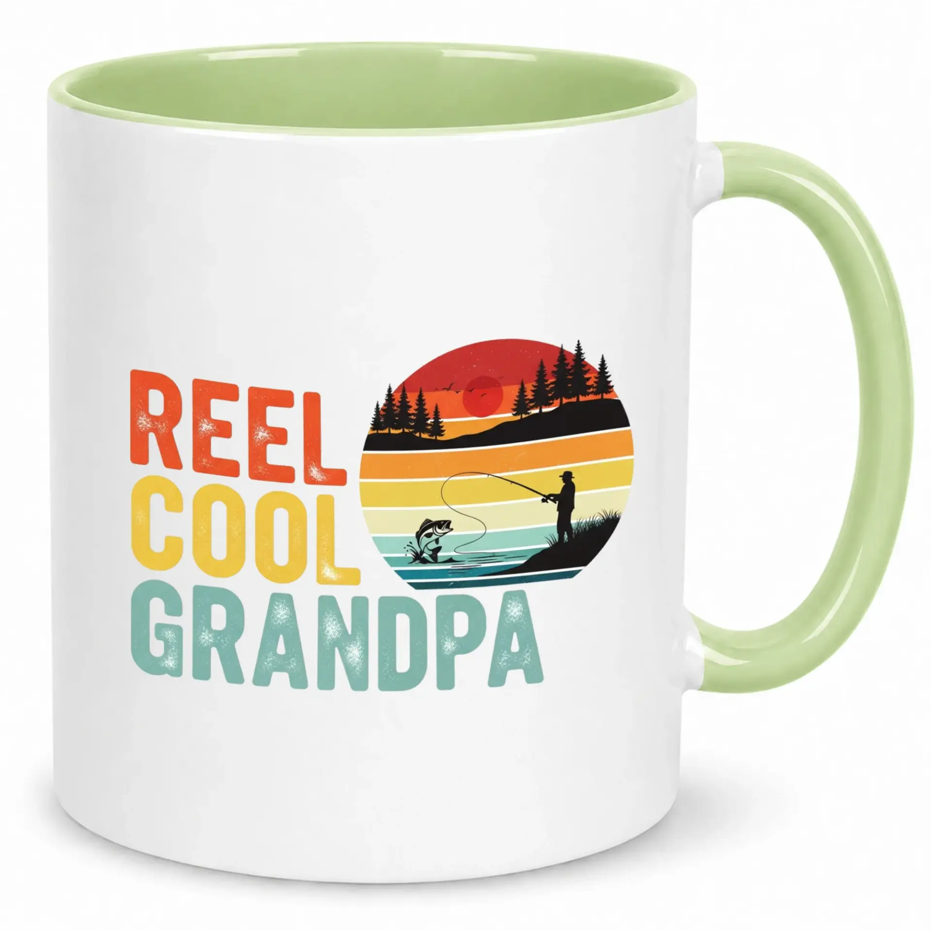 Funny Fishing Coffee Mug for Grandpa, Unique Ceramic Drinkware Gift for Grandfathers Who Love to Fish, Reel Cool Design