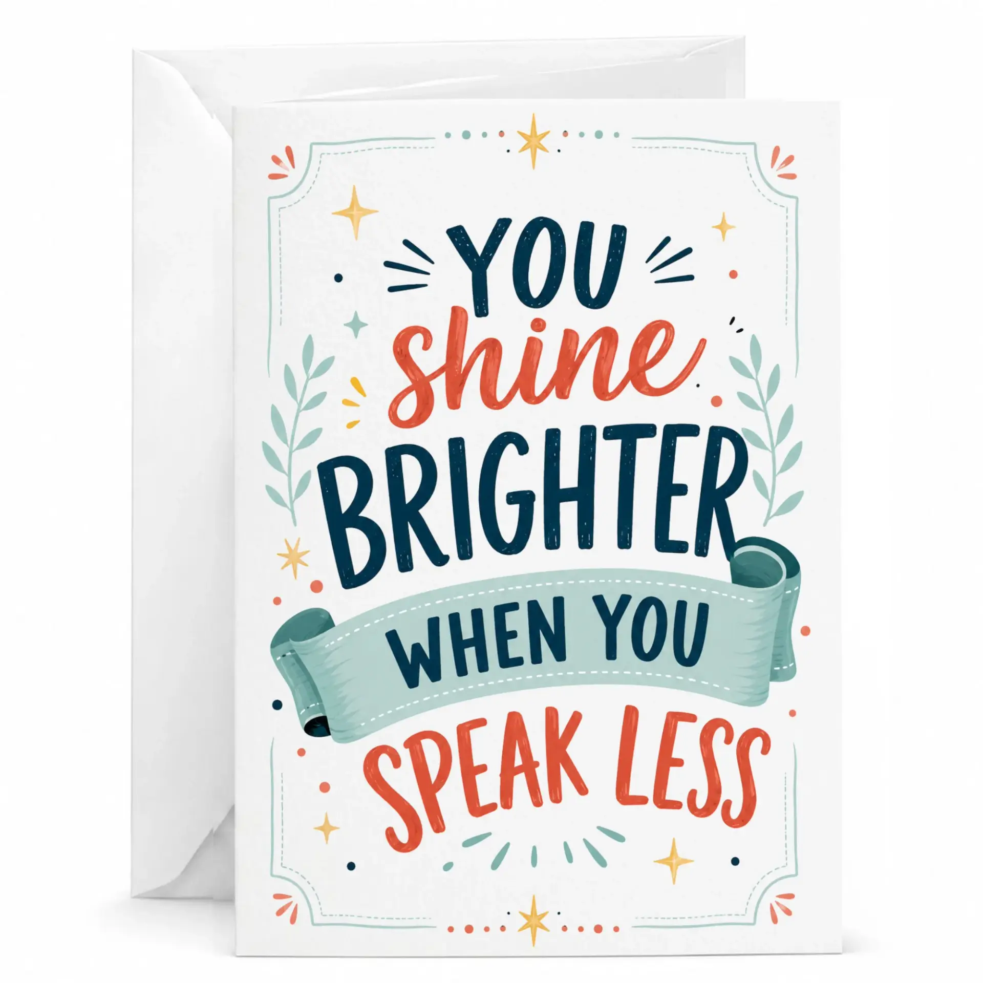 Funny Greeting Card You Brighter When Speak Less Sarcastic Humor Note for Friends and Coworkers