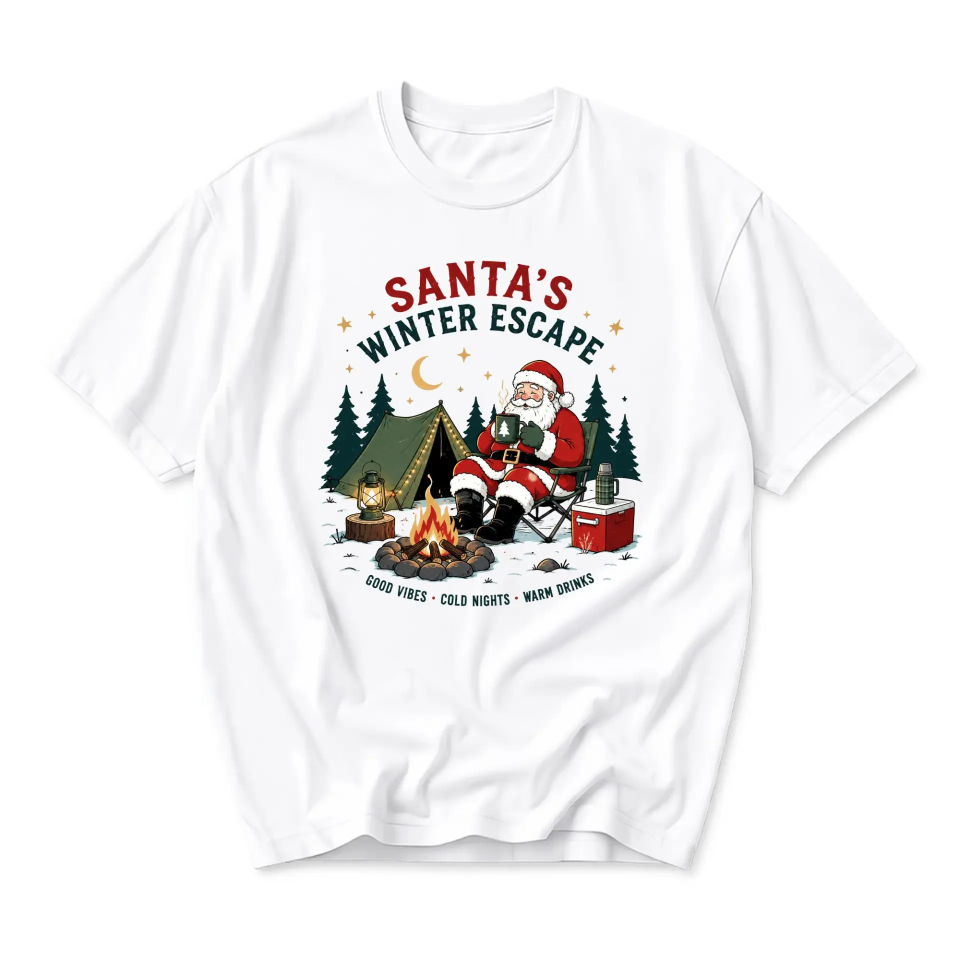 Graphic Tee Santa's Escape Camping Unisex T-Shirt Seasonal Holiday Themed Casual Cotton Crew Neck