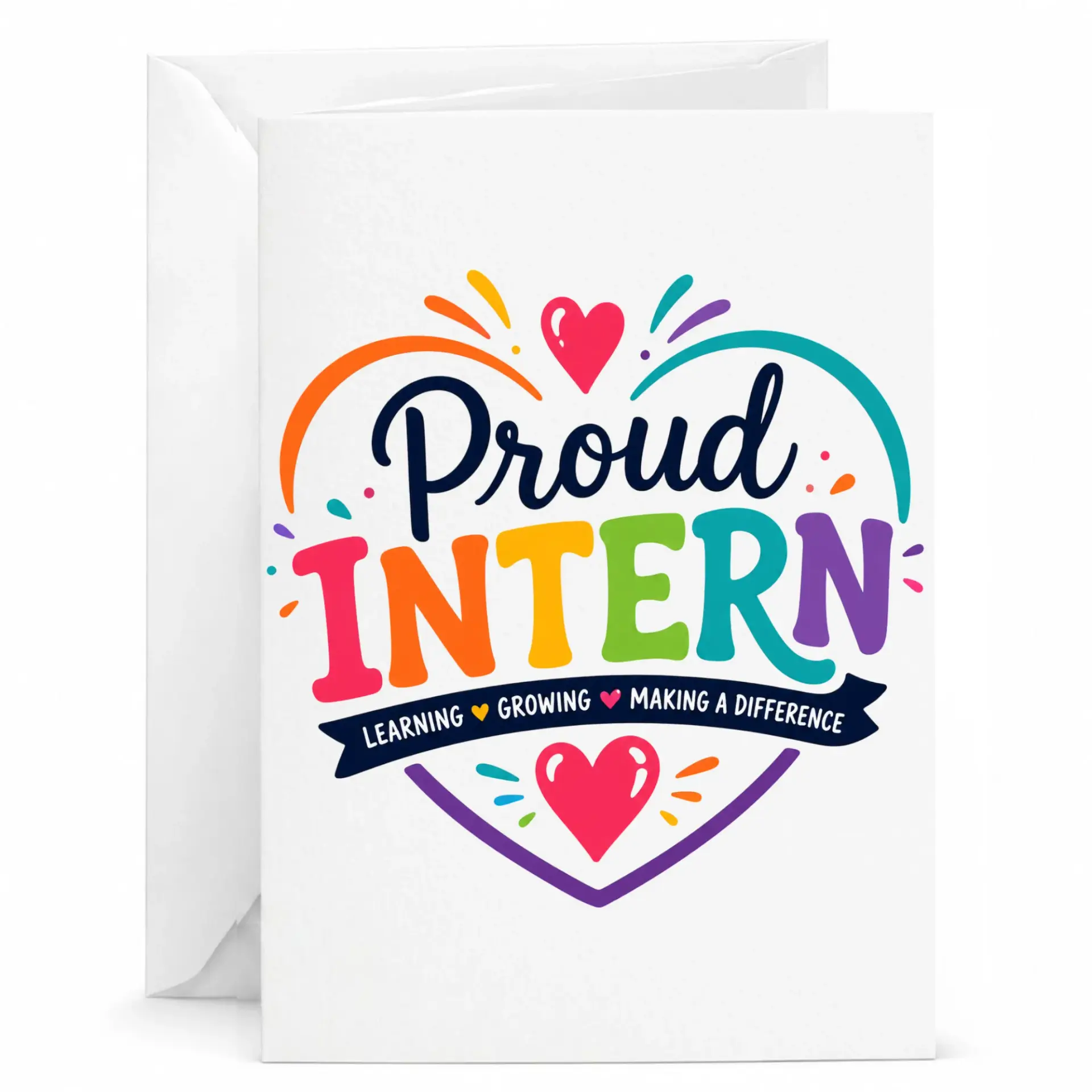 Proud Intern Greeting Card Encouragement Note for Internship Completion Professional Milestone Achievement Gift