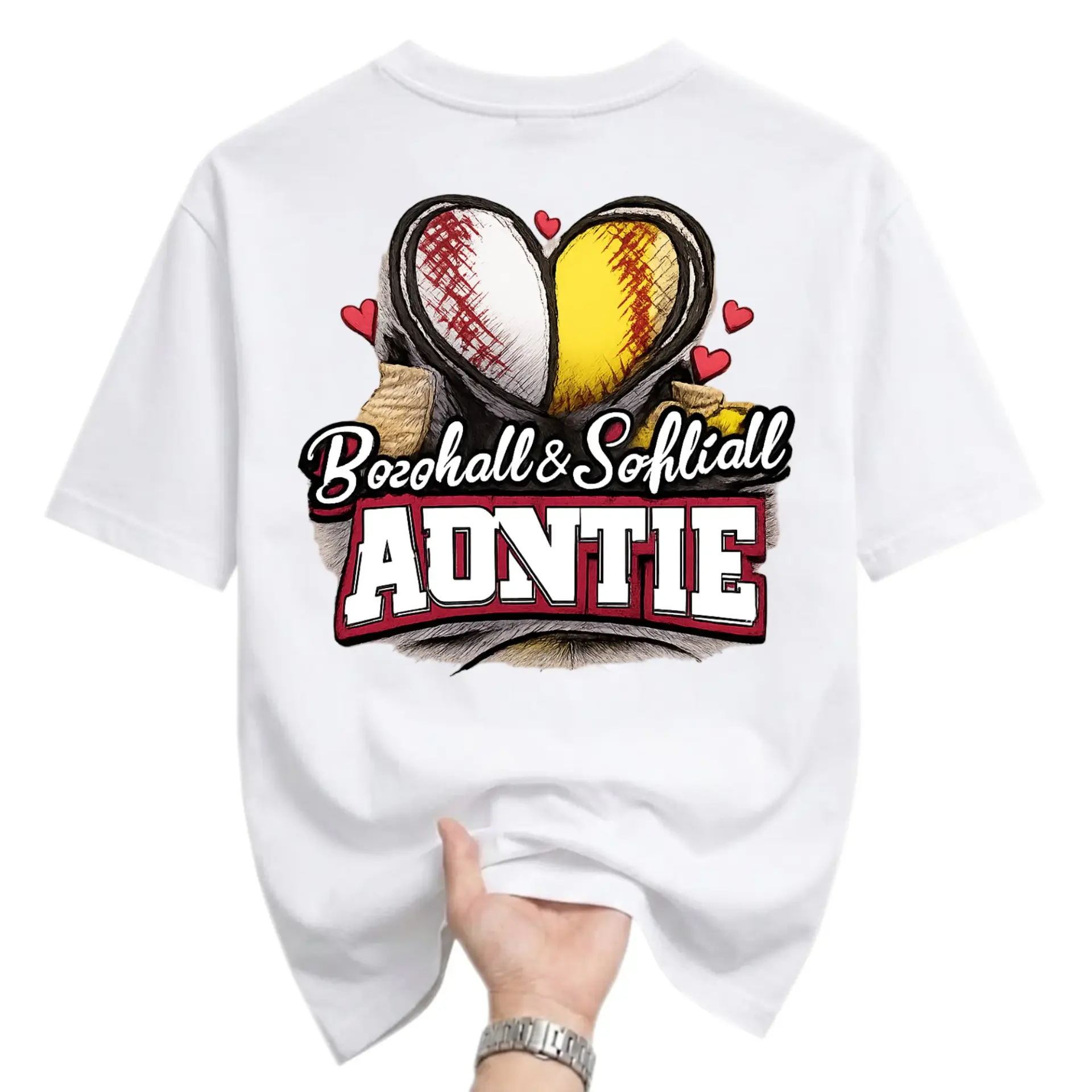 T-shirt Baseball and Softball Auntie Graphic Tee Unisex Crew Neck Casual Everyday Sports Fan Apparel Cotton Top White