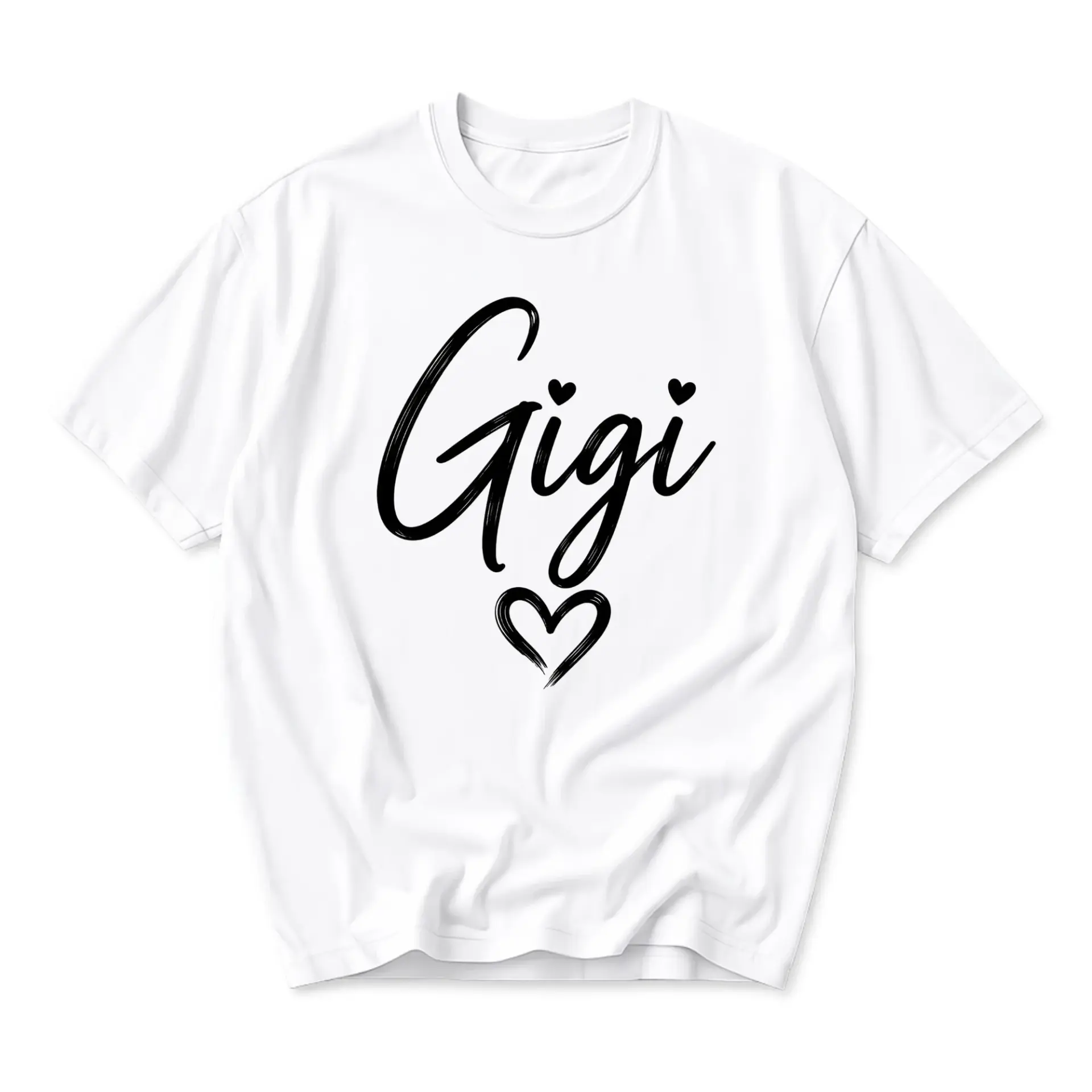 Graphic Tee Unisex Crew Neck T-Shirt Featuring Gigi Script Lettering with
