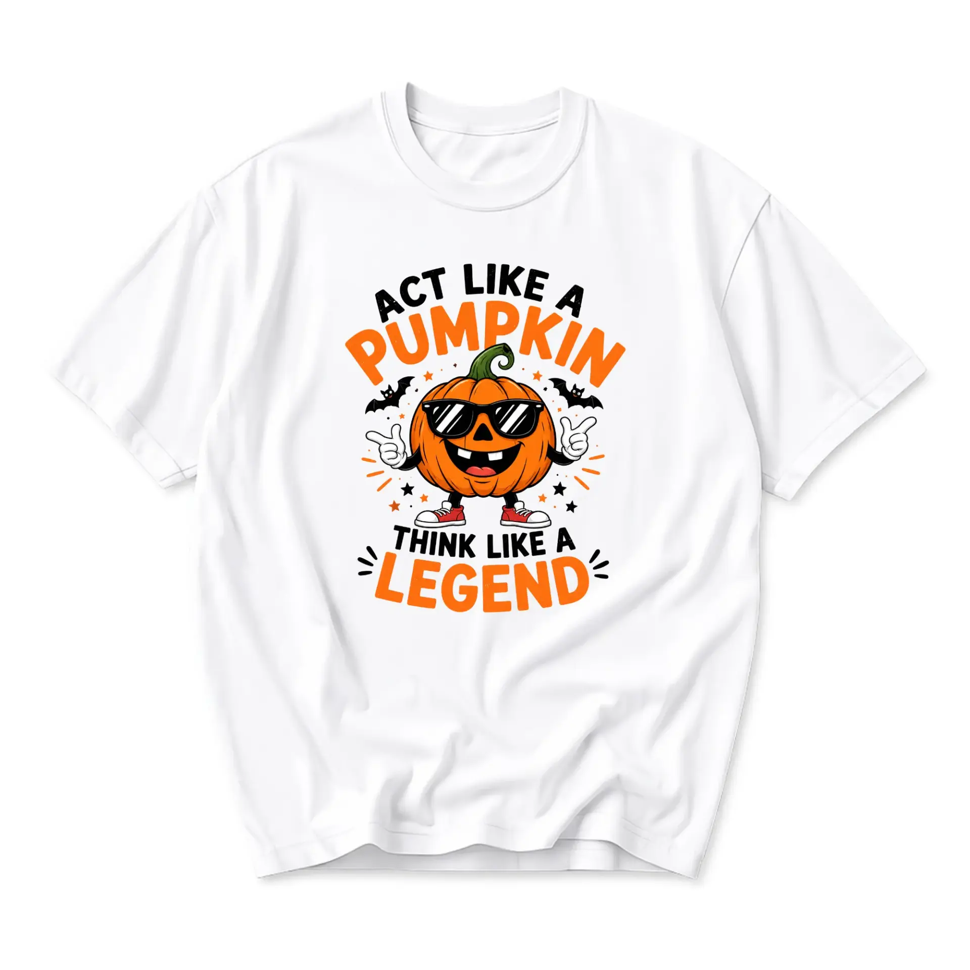 Funny Shirt Act Like a Pumpkin Think Like a Legend Unisex Graphic Printed T-Shirt for Casual Fall Autumn Everyday Wear