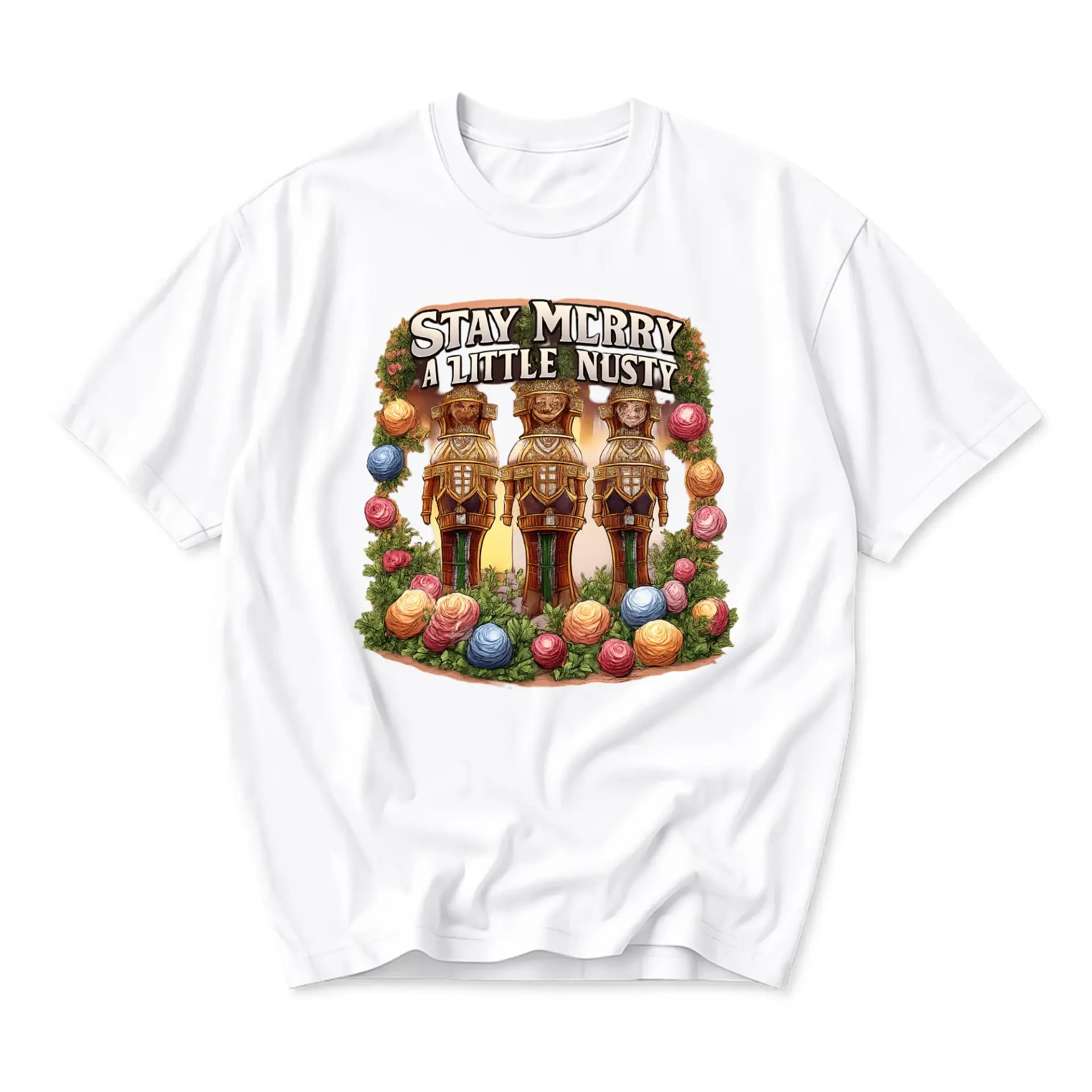 Funny Shirt Unisex Graphic Printed T-Shirt Stay Merry a Little Holiday